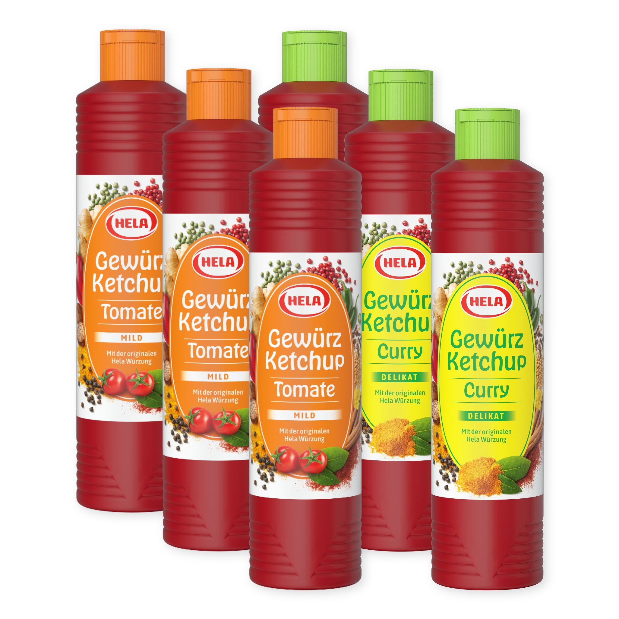 HELA Grillsauce 6x 800ml Ketchup 3x Tomate mild & 3x Curry delikat Vorratspack