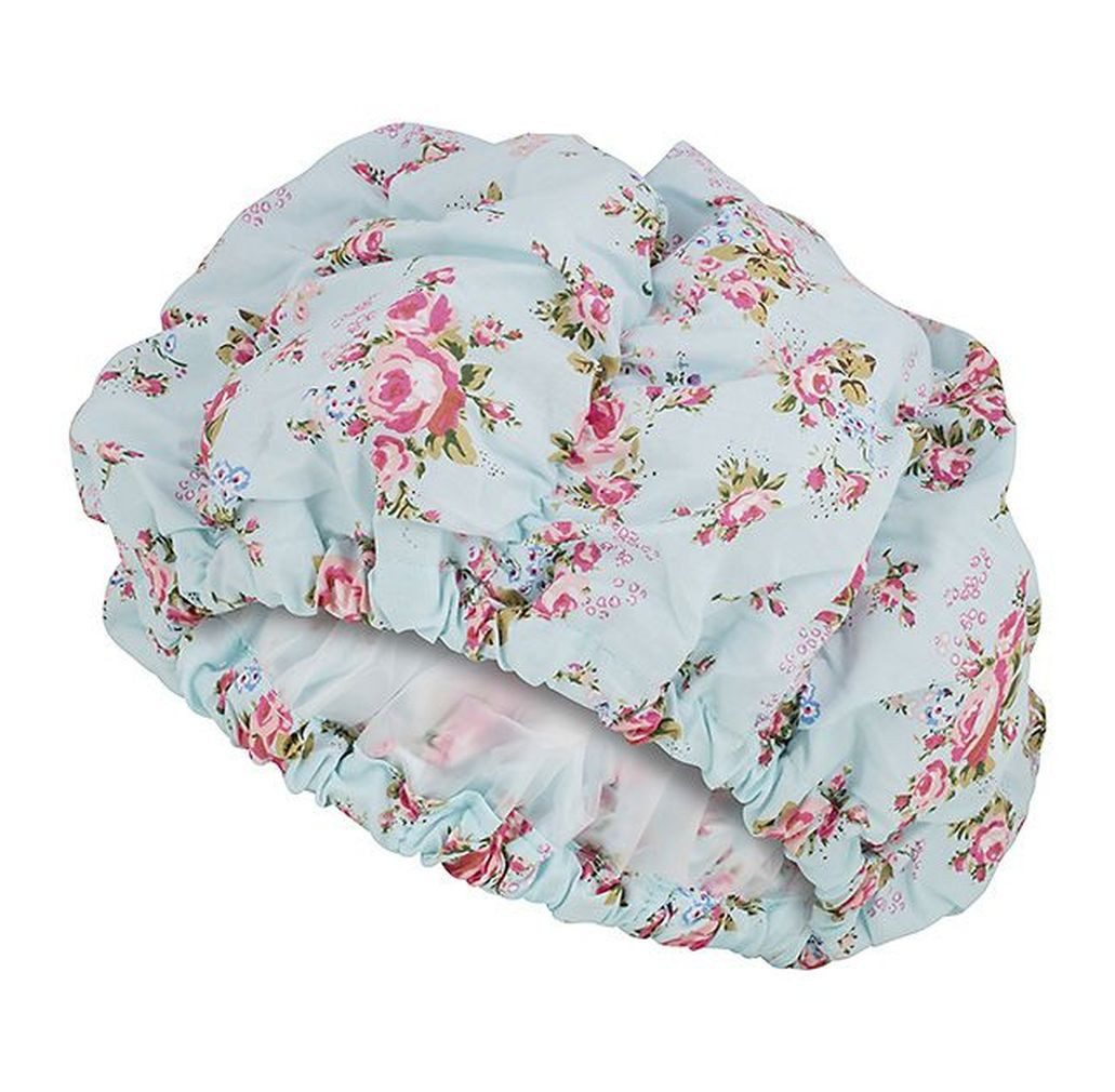 Fashy Duschhaube Fashy - Duschhaube hellblau mit bunten Blumen 3628 Duschkappe