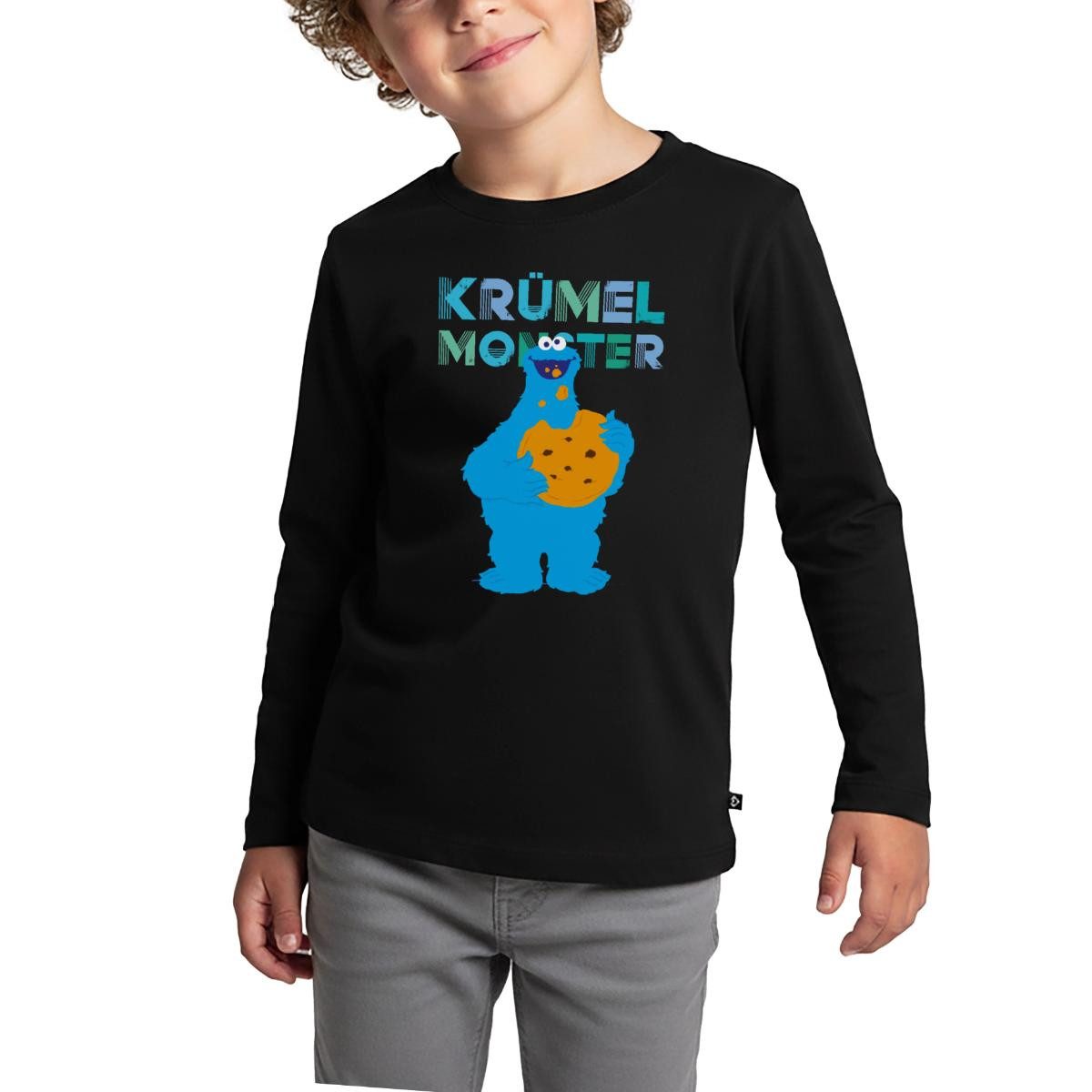 T-Shirt Sesamstraße Krümelmonster Riesencookie Kinder Premium Langarmshirt