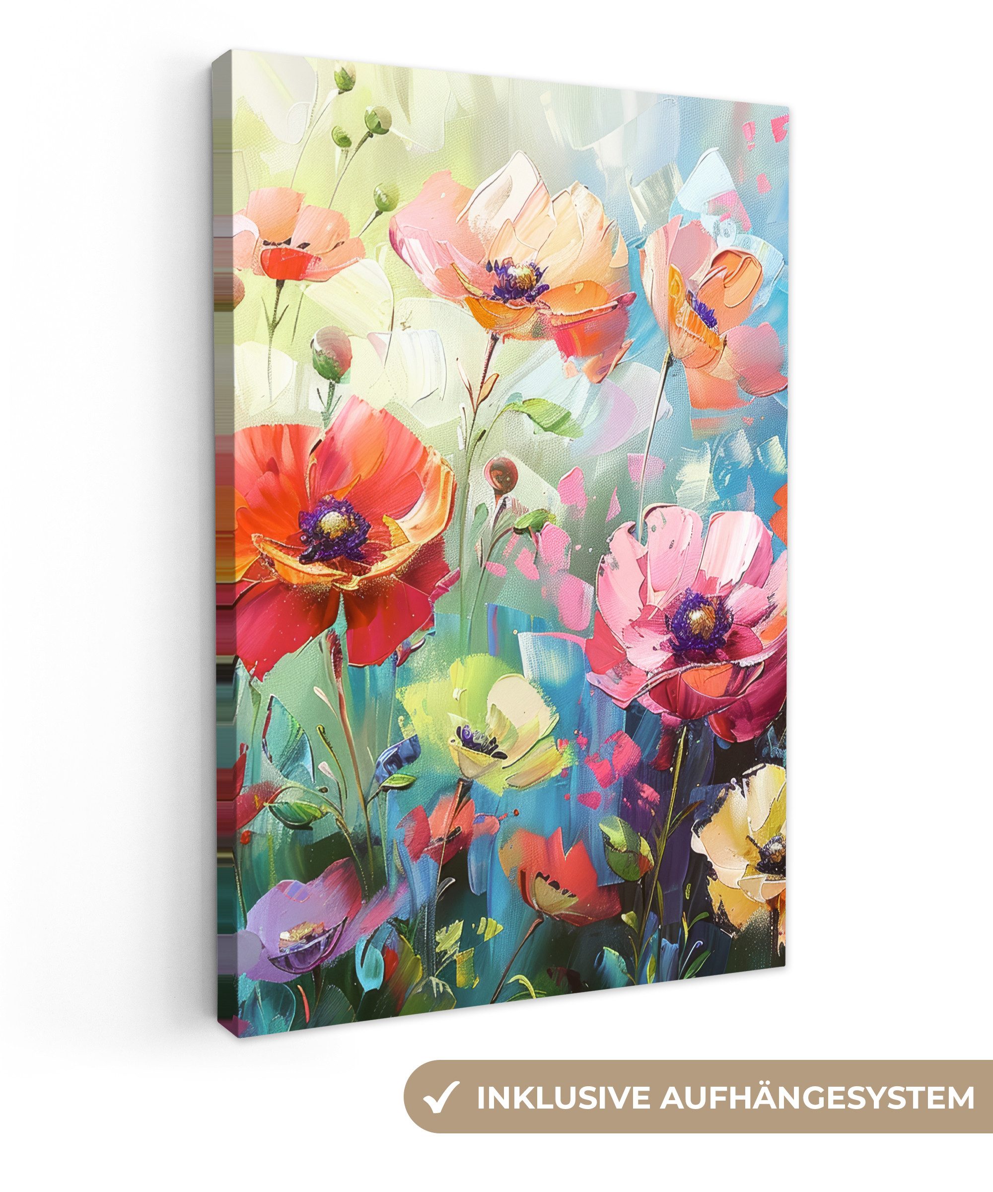 Leinwandbild Blumen - Farbenfroh - Aquarell - Natur - Sommer