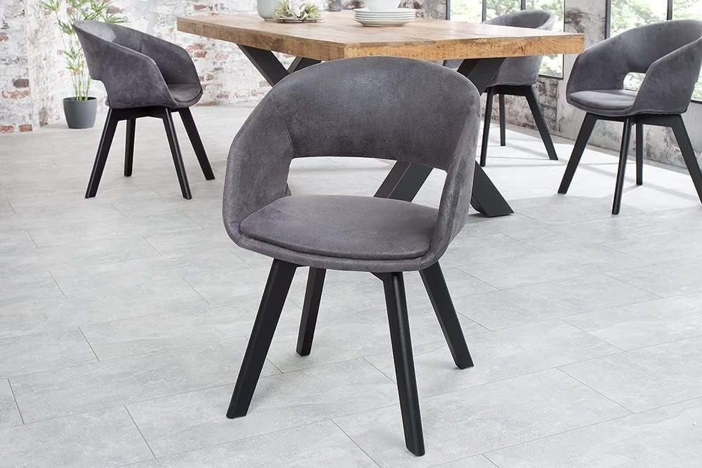schwarze Stuhl LebensWohnArt Design grau Holzbeine DENMARK Mikrofaser Stuhl