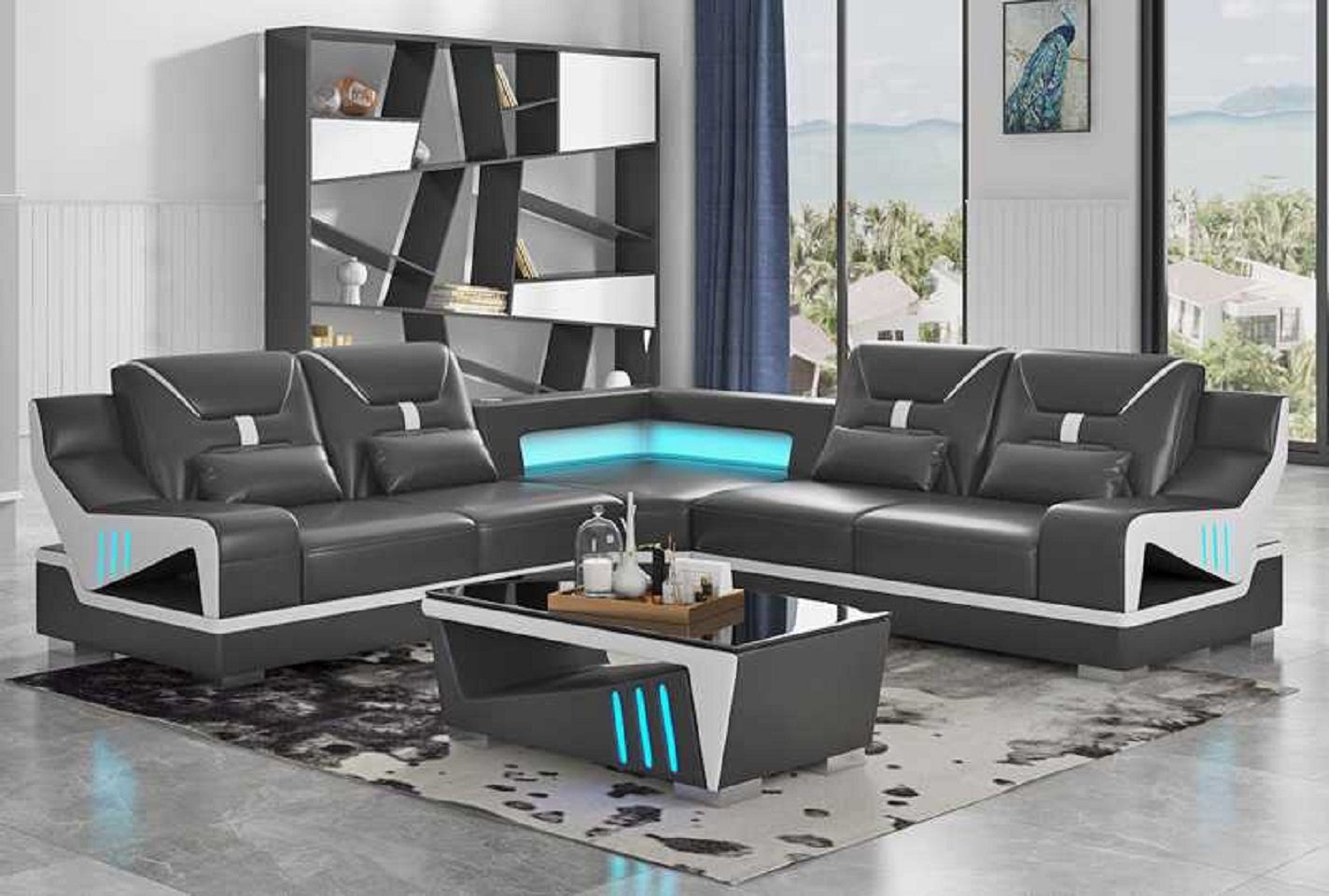 JVmoebel Ecksofa Modern Ecksofa Sofa L Form Designersofa Couch Polster Eck Couchen, 3 Teile, Made in Europe Schwarz