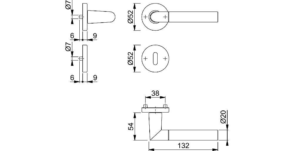 rund Rosettengarnitur Aluminium HOPPE rechts 1405/42KV/42KVS DIN / links F49/F9-2 Türbeschlag D/D Lecce OB