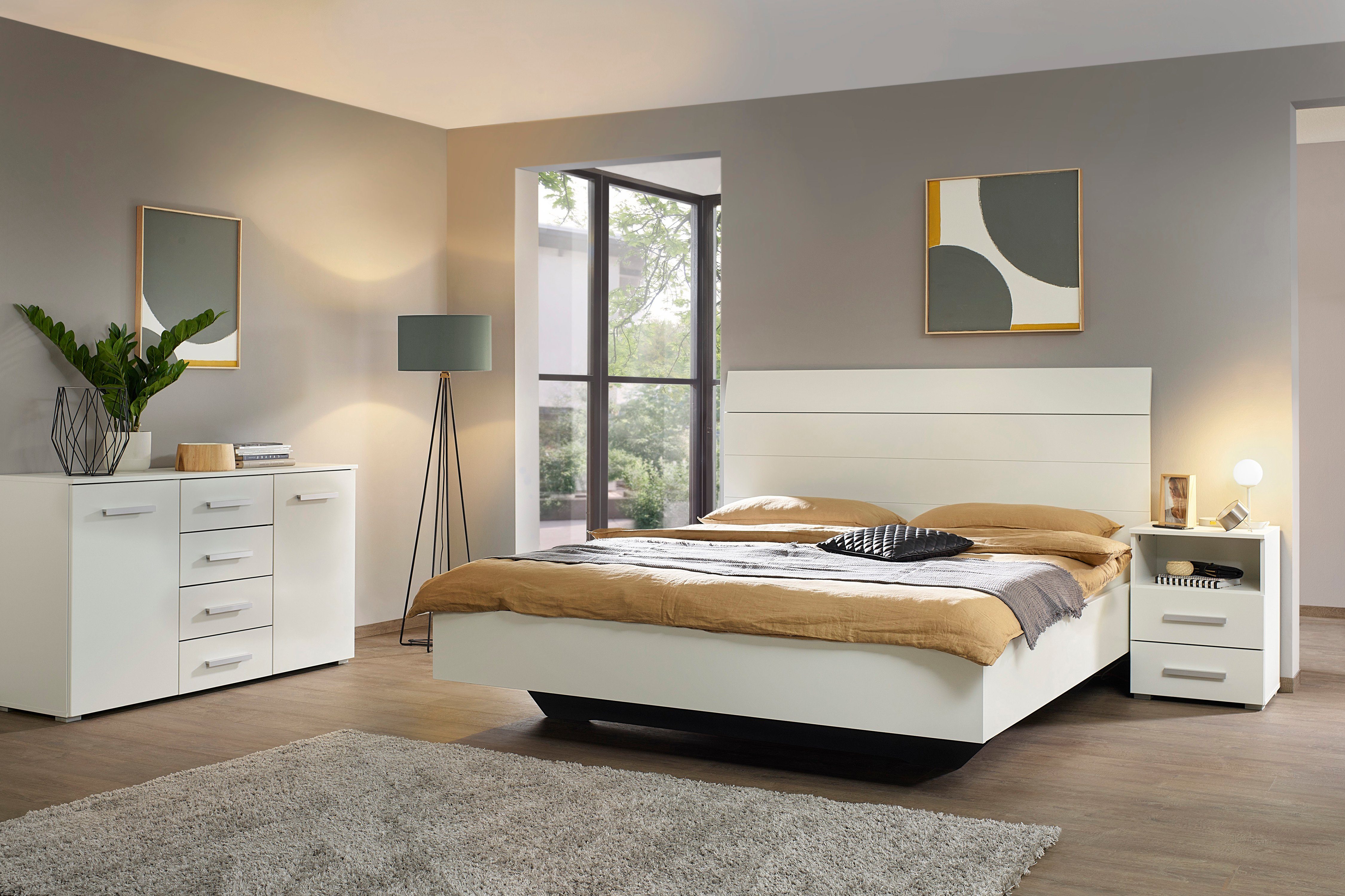 OTTO home Futonbett Schlafzimmermöbel Schlafzimmer Einzelbett Doppelbett Holzbett KOLUNA (Liegefläche 180x200 cm, Bettseitenhöhe 41 cm), mit hohem Kopfteil in Lattenoptik zum Anlehnen MADE IN GERMANY