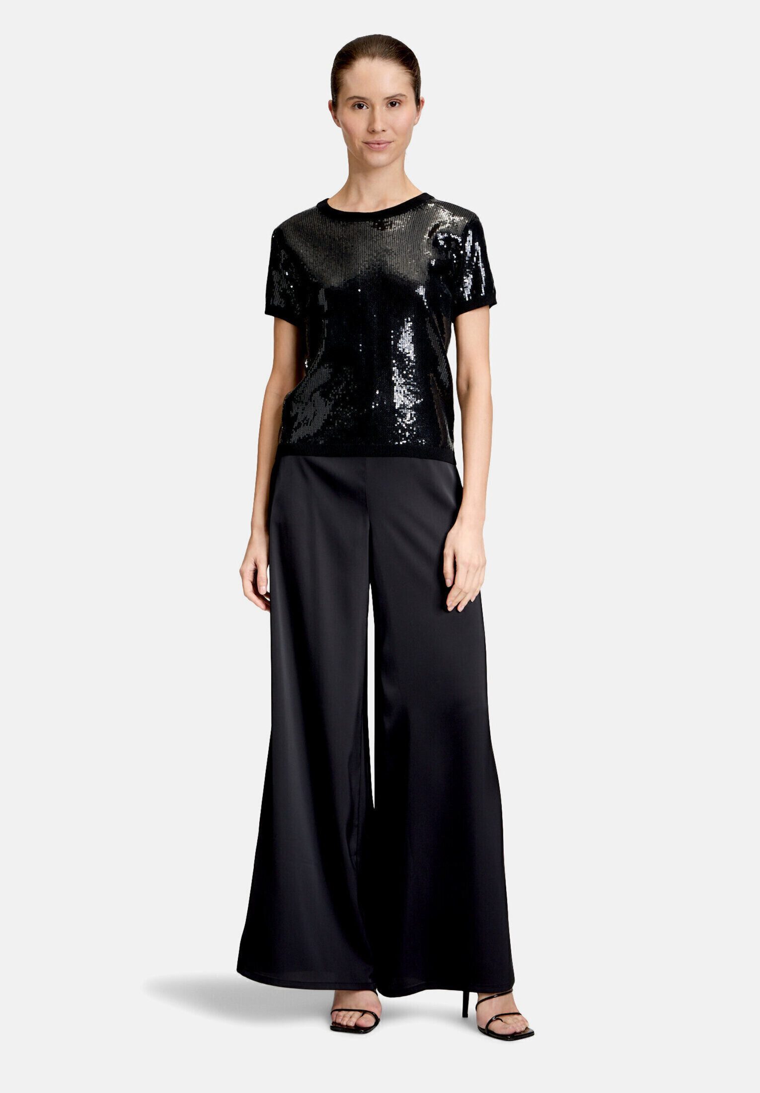 Vera Mont Kurzarmshirt Damen mit Rundhalsausschnitt (1-tlg) Pailletten