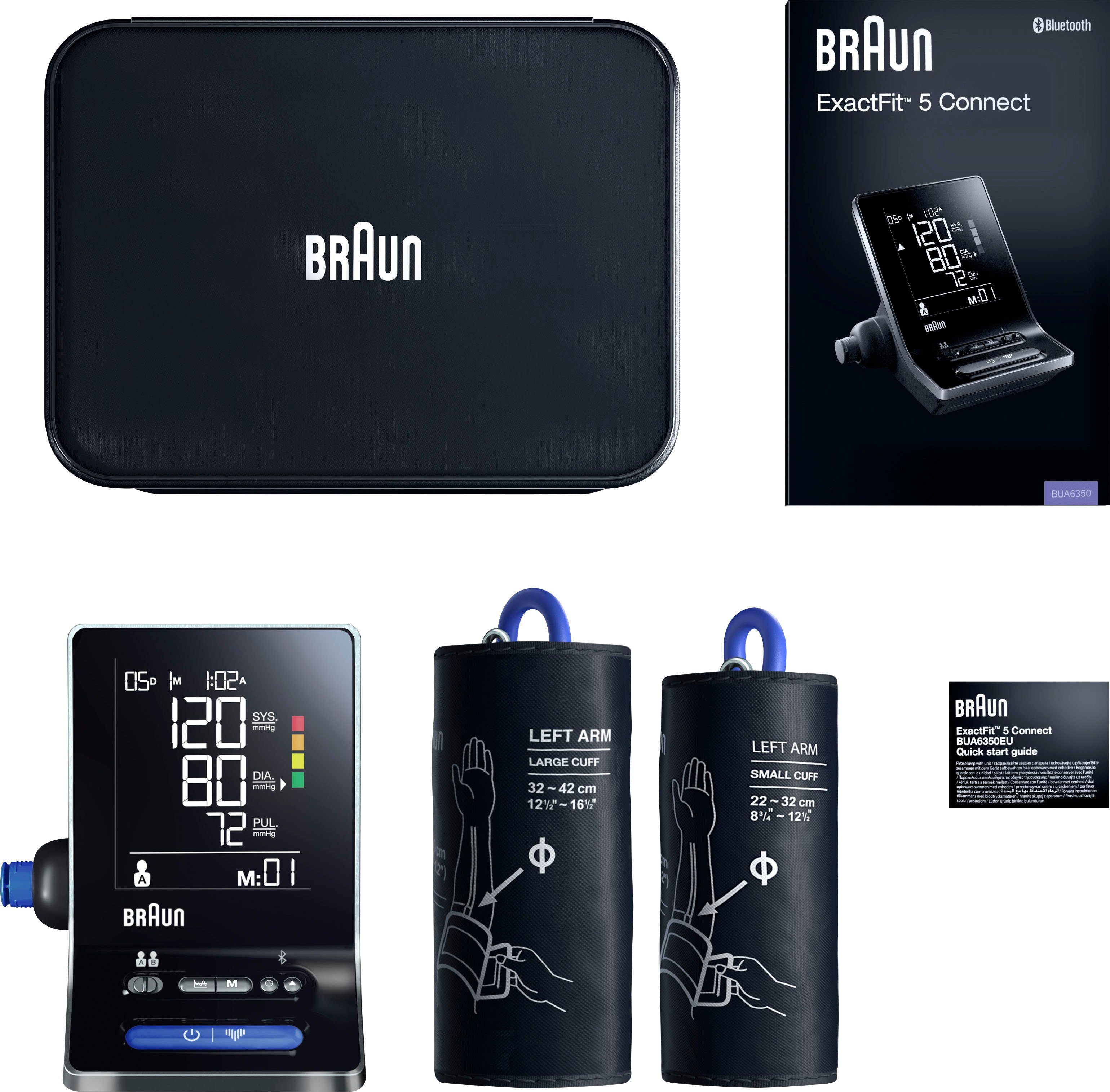 Braun Oberarm-Blutdruckmessgerät ExactFit™ 5 Connect Intelligentes Blutdruckmessgerät - BUA6350EU, für Braun Healthy Heart App – Bild 5 von 5