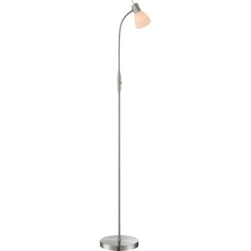 etc-shop Stehlampe, Leuchtmittel nicht inklusive, Stehlampe Wohnzimmerleuchte Metall Glas nickel Spot beweglich H 146 cm