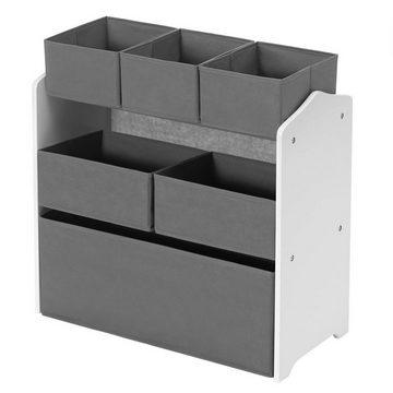 EUGAD Kinderregal, 1-tlg., Aufbewahrungsboxen aus MDF Vliesstoff, Weiß+Grau