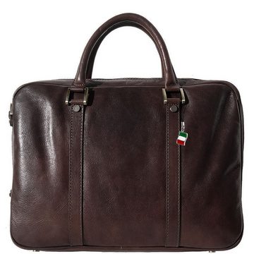 FLORENCE Schultertasche Florence Echtleder Aktentasche Damen braun (Schultertasche), Damen Leder Schulter-, Businesstasche, Umhängetasche, braun ca. 39cm