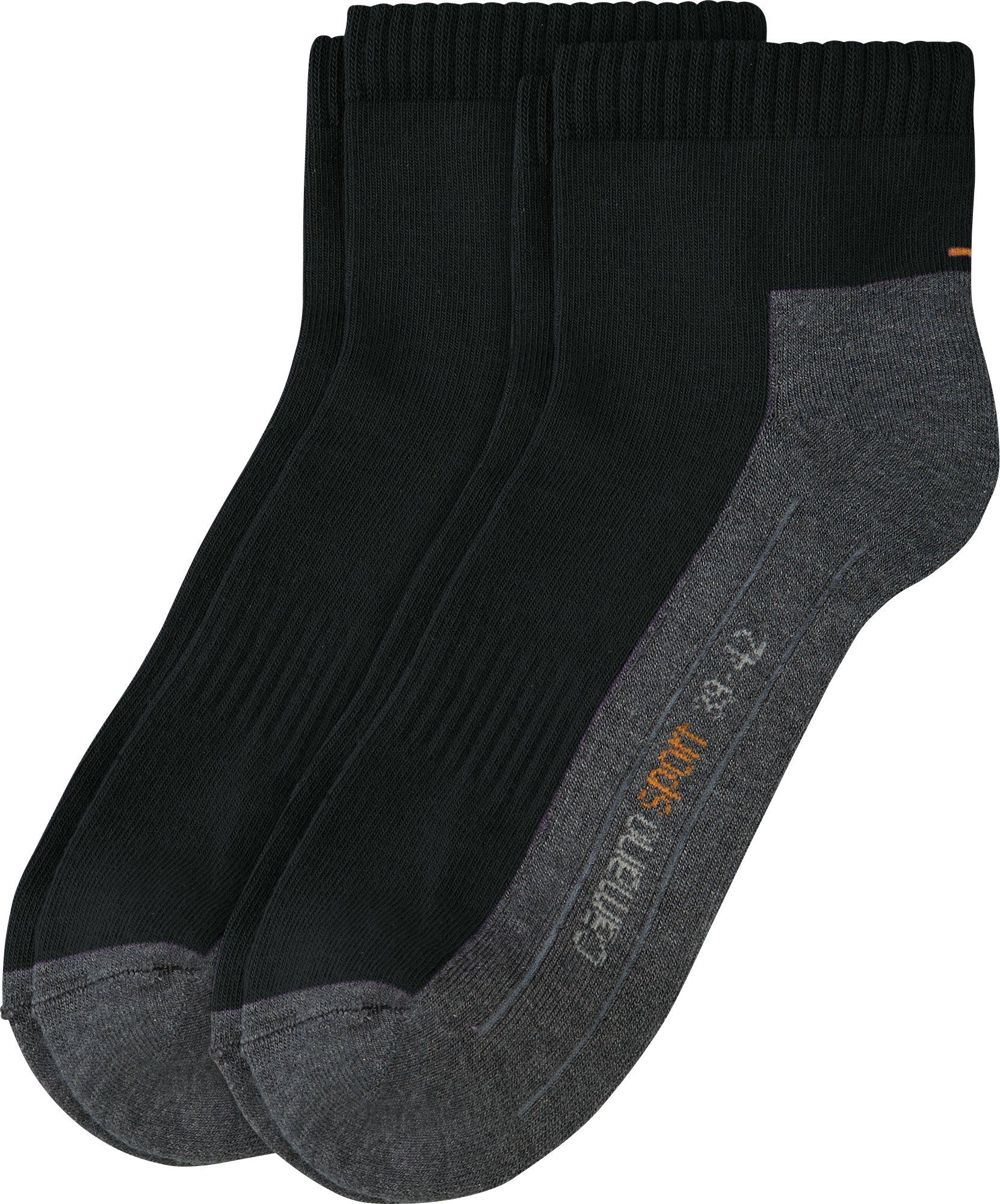 Camano Socken Unisex-Sport-Kurzsocken 2 Paar Uni schwarz | Socken