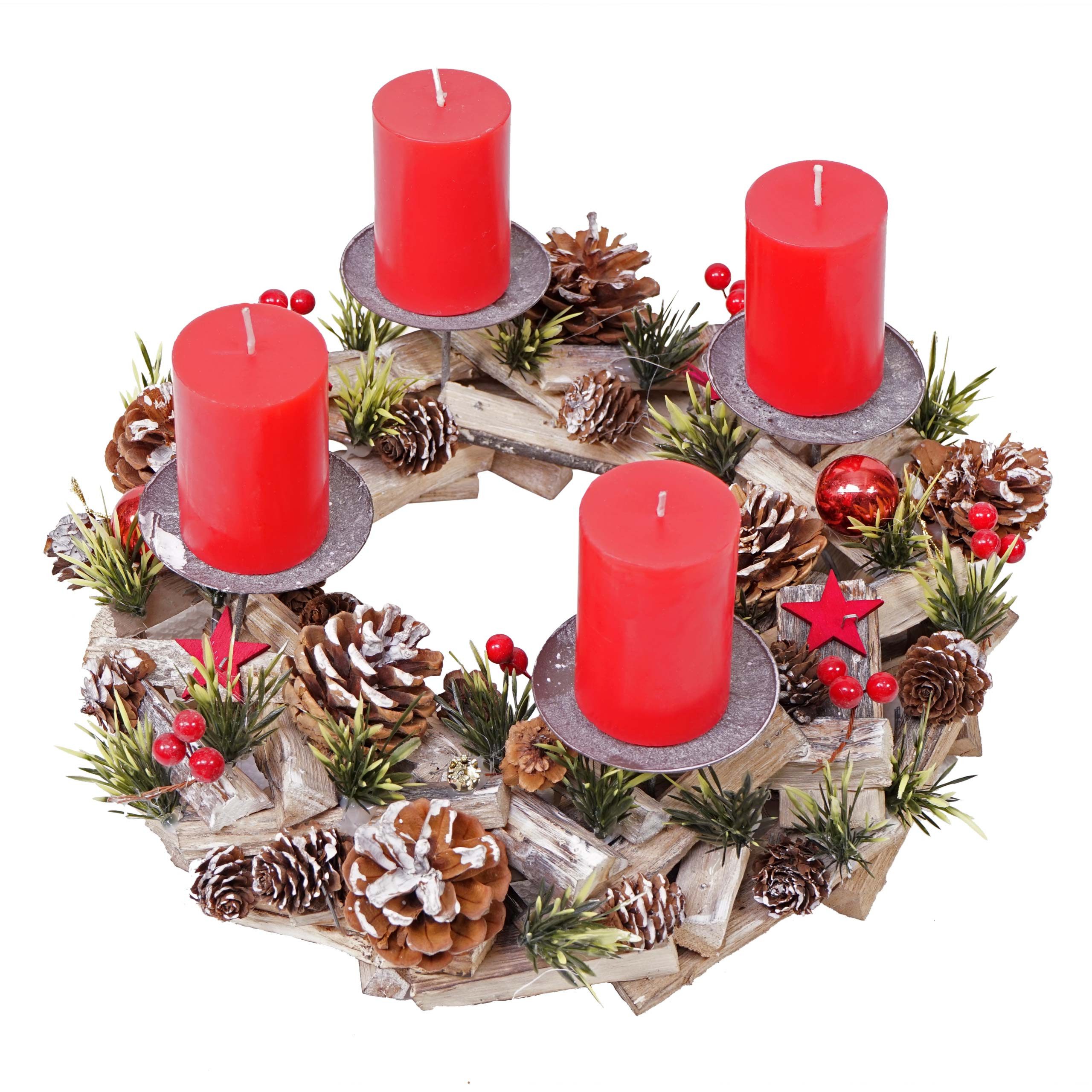 PROREGAL® Adventskranz Adventsgesteck 12x33x33cm Holz rund Durchmesser 33cm