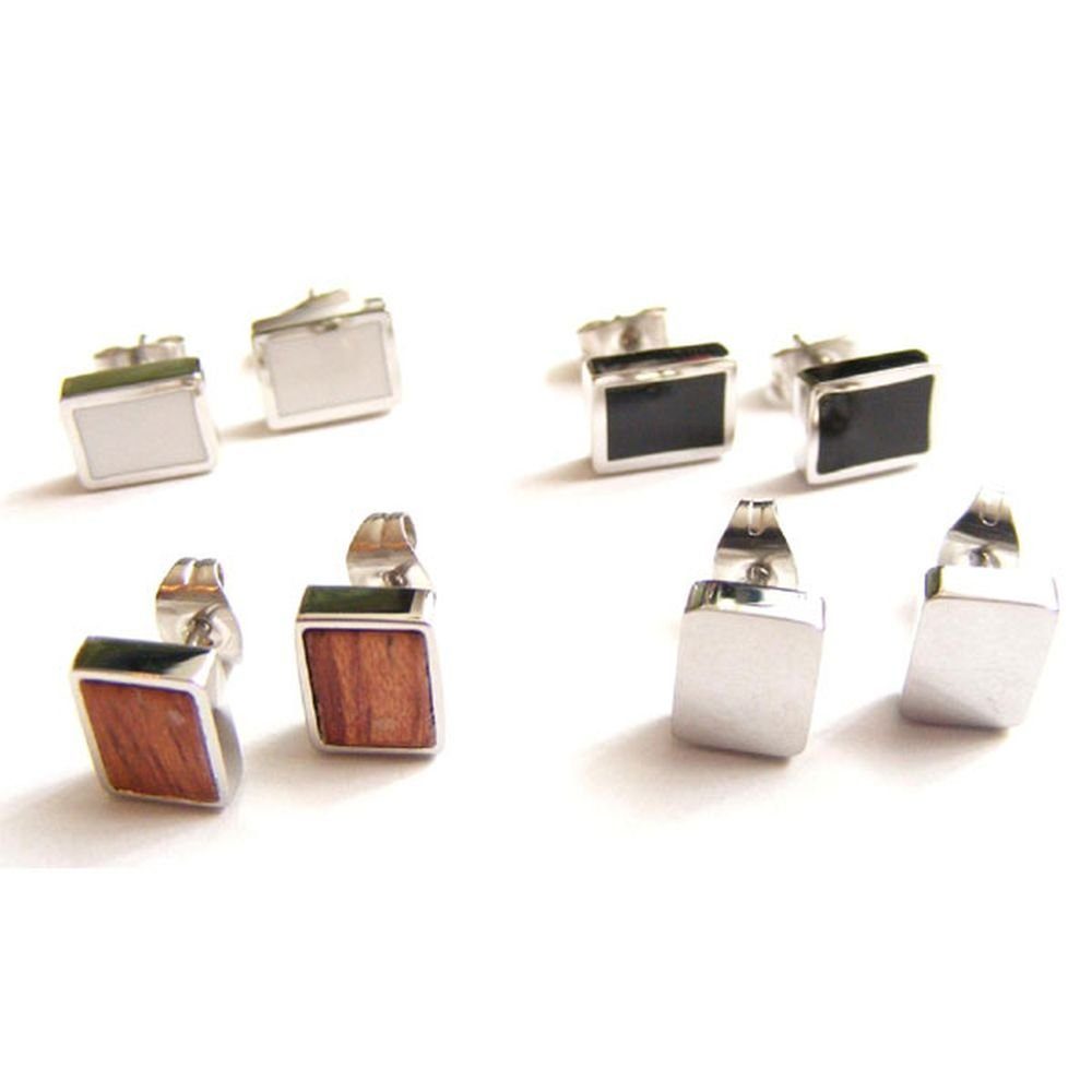 Vivance Ohrstecker-Set Perlmutt Holz Ohrstecker Set, mit Holz- und Emaille-Einlage
