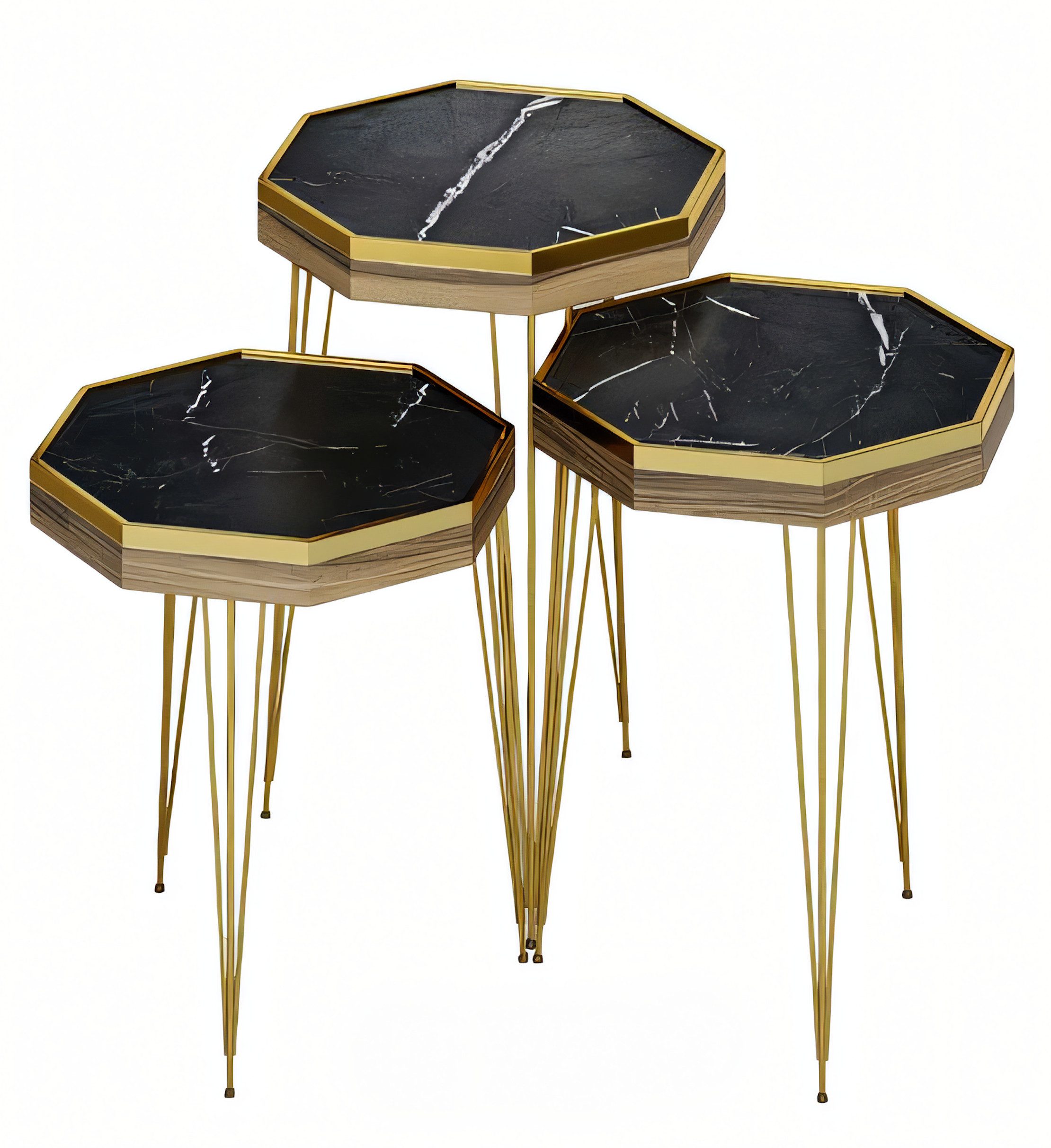 JVmoebel Beistelltisch Schwarzer Holz Beistelltisch modern elegant Sofatisch (Maße3x Прикроватные тумбочки), Made in Europe