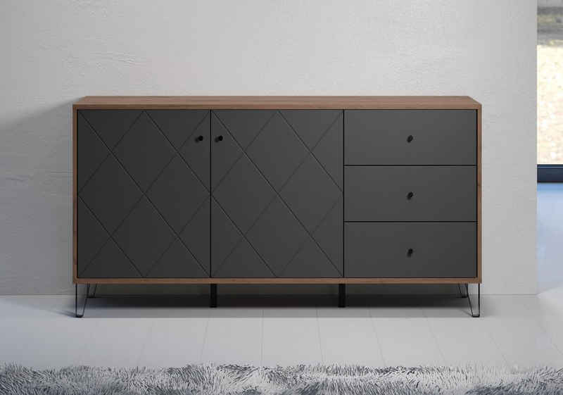 Places of Style Sideboard Molveno (1 St), außergewöhnliches Design mit strukturierten Fronten, Soft-Close