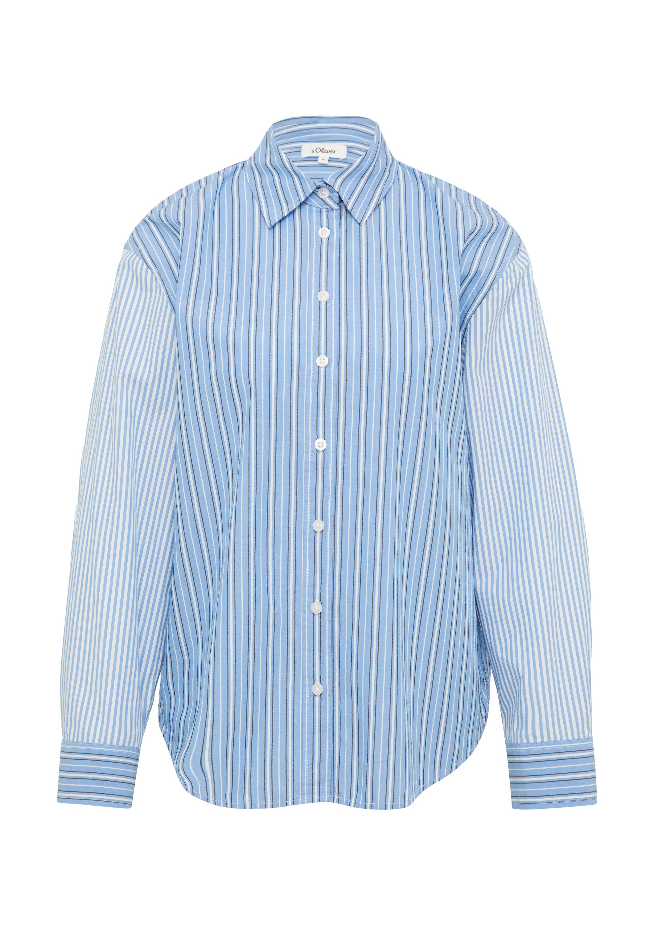 s.Oliver Langarmbluse Bluse Popeline-Bluse im Relaxed Fit mit Streifenmix günstig online kaufen