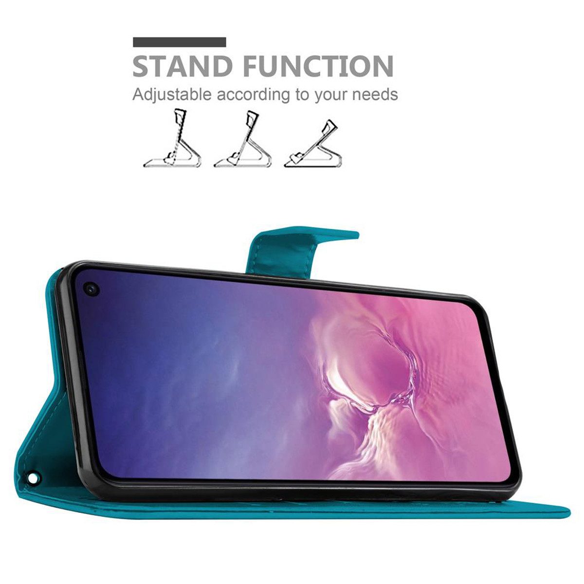 Cadorabo Handyhülle für Samsung Galaxy S10e Hülle Samsung Galaxy S10e, Hülle Schutzhülle Blumen Flower mit Standfunktion Kartenfach Magnet
