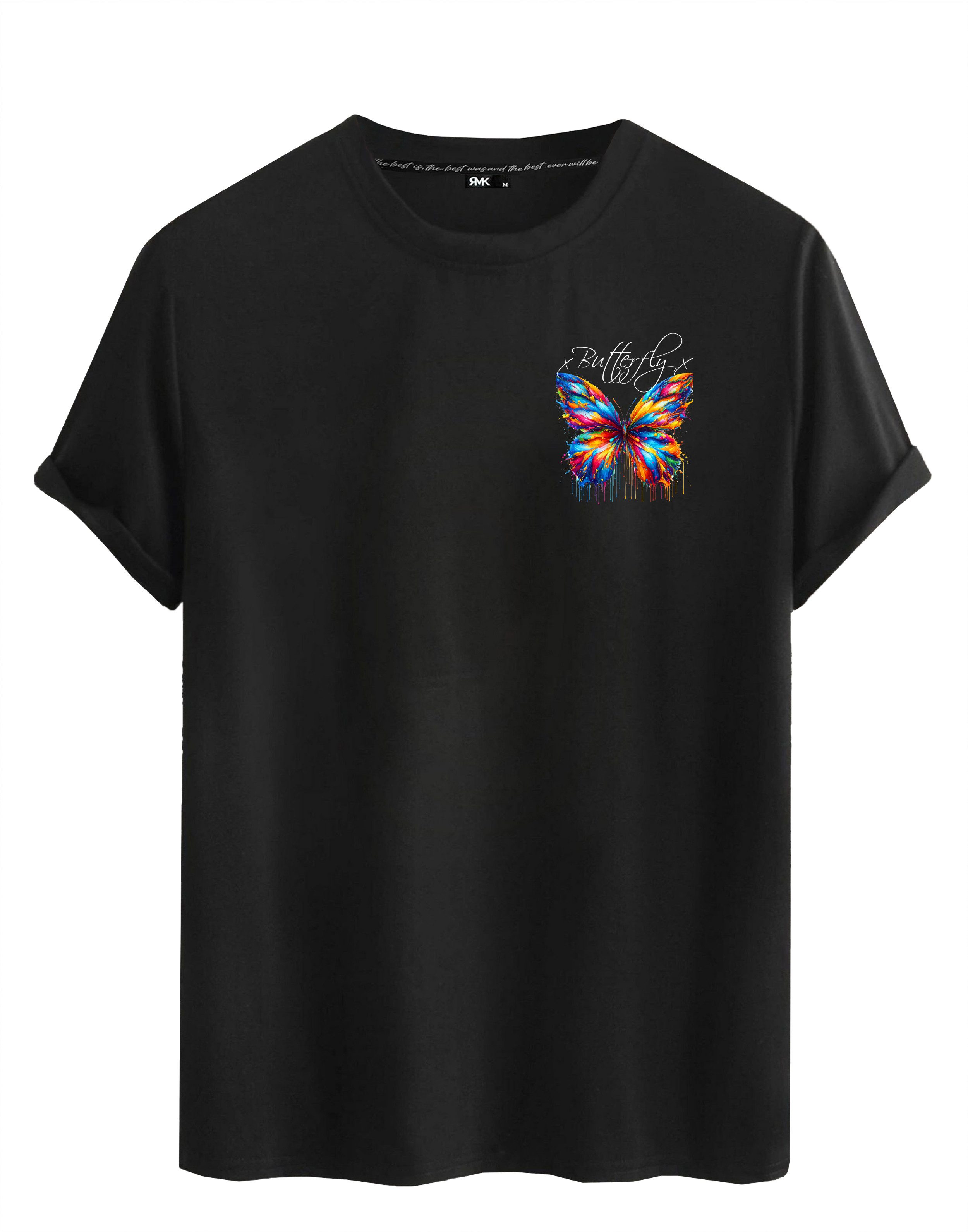 RMK T-Shirt Herren Shirt Basic Rundhals mit Butterfly Regenbogen Schmetterl günstig online kaufen
