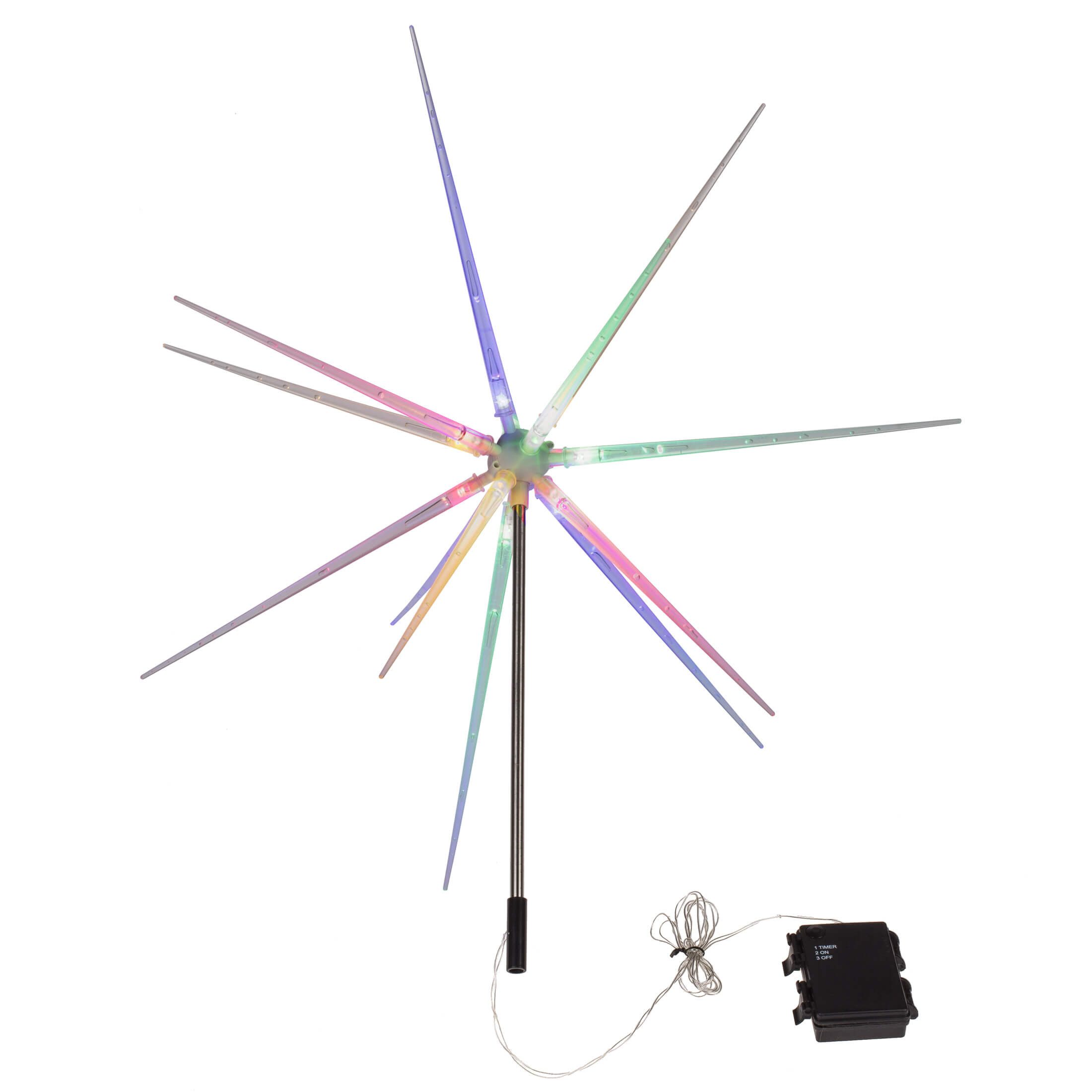 Out of the Blue LED Dekolicht 3er Set 14 LEDs Gartenstecker Stern bunt Timer Batterie IP44, Timerfunktion, Ein-/Ausschalter, LED, 3er Set, mit 6-Std. Timer, IP44, 14 LEDs bunt