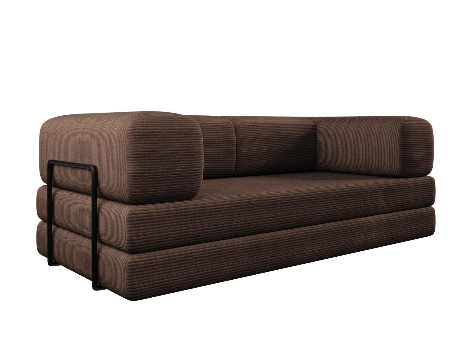 Compleo Sofa Designer Sofa LAMILO– 3-Sitzer mit Cordbezug und Klappfunktion günstig online kaufen