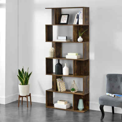 en.casa Bücherregal, »Borrby« Standregal 192x80x24cm Walnuss