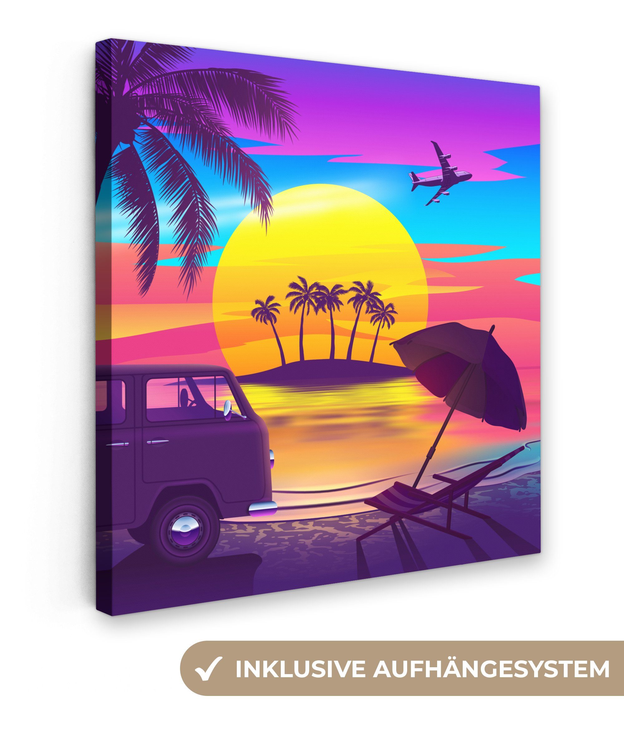 OneMillionCanvasses® Leinwandbild Strand - Insel - Farben, (1 St), Leinwand Bilder für Wohnzimmer Schlafzimmer, 20x20 cm