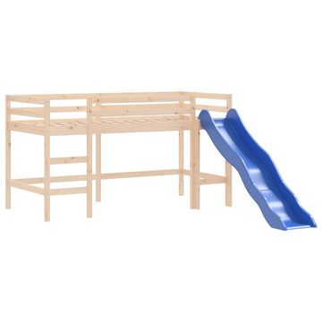 DOTMALL Kinderbett Hochbett Spielbett mit Rutsche und Vorhang,90x200 cm Massivholz Kiefer