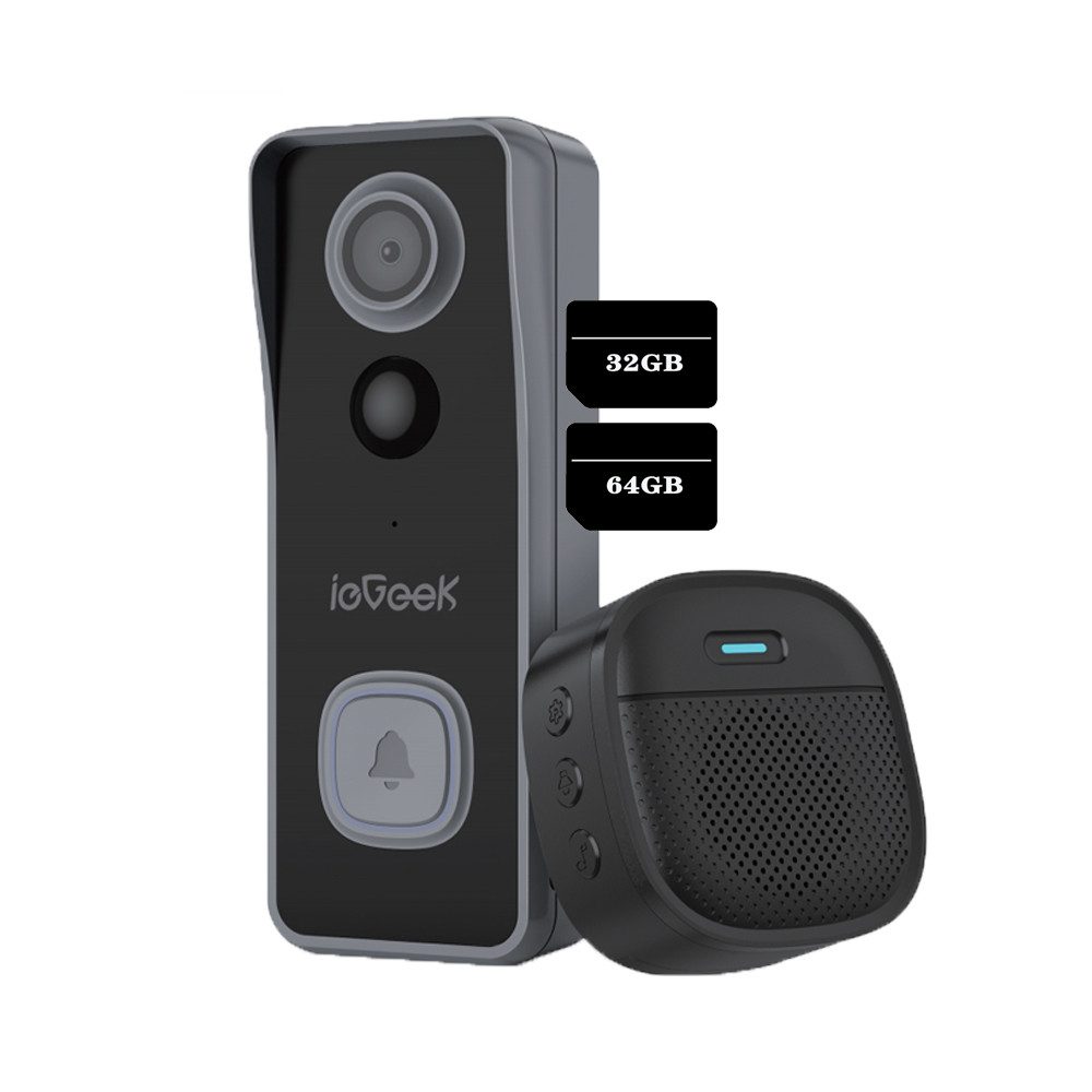 ieGeek Türklingel Überwachungskamera Zusätzliche kabellose Video-Türklingel (Smarte Video Türklingel mit Gong 166° Weitwinkel PIR-Bewegungserkennung, 2-Wege-Audio Nachtsicht Kompatibel mit Alexa Lokaler & Cloud-Speicher), Paketdetektion Mühelose Installation