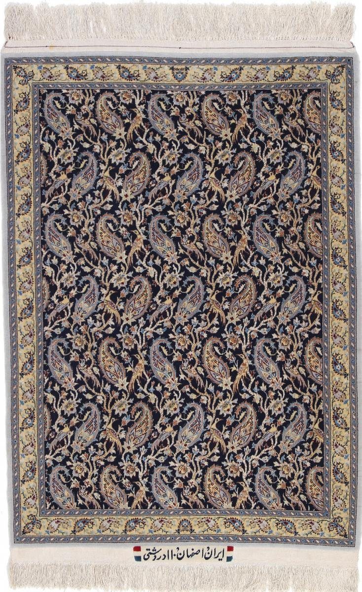 Orientteppich Isfahan Seidenkette 82x112 Handgeknüpfter Orientteppich, Nain Trading, rechteckig, Höhe: 6 mm
