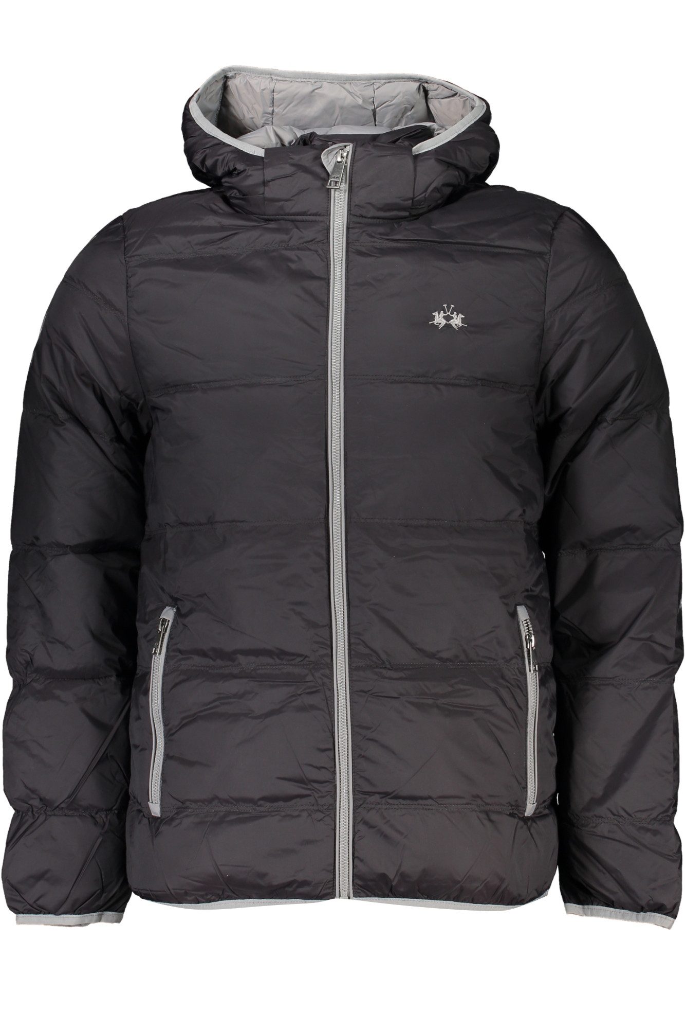 La Martina Outdoorjacke Herrenjacke Schwarz: Leichte Kapuzenjacke mit Stickerei & Taschen