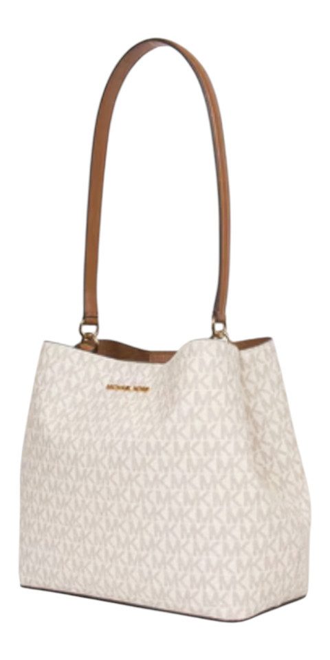 MICHAEL KORS Handtasche Michael Kors Pratt Medium Bucket Bag Beige Monogramm Schultertasche