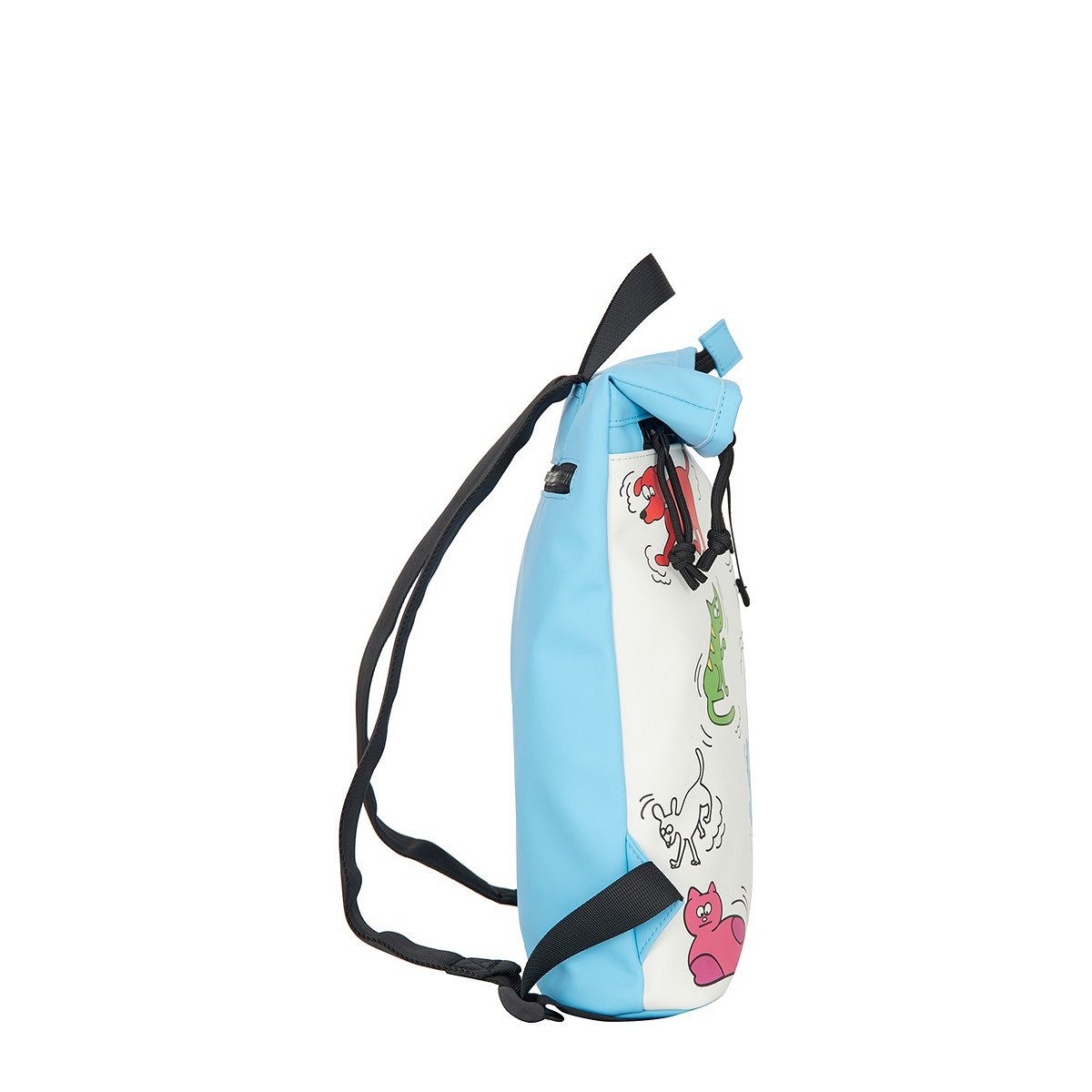 NEW REBELS Cityrucksack kleiner Roll Up RollTop Kurier Rucksack Mart Los Angeles, wasserabweisendes Planenmaterial, Hunde & Katzen