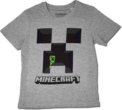 Minecraft T-Shirt »MINECRAFT Kinder T-Shirt grau meliert Jungen und Mädchen Gr. 104 116 128 140 - 4 6 8 10 Jahre«