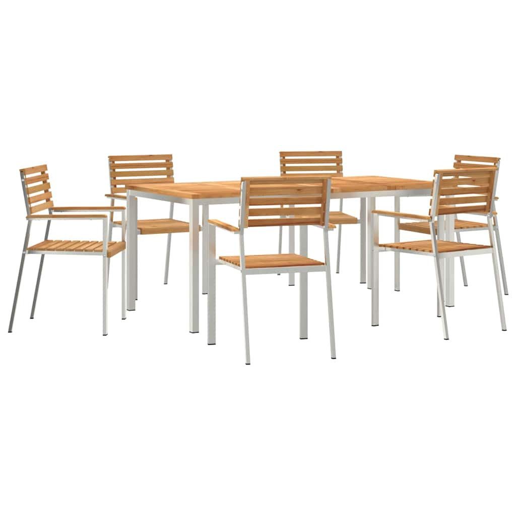 vidaXL Gartenlounge-Set Garten Essgruppe 7 pcs Braun Massivholz, (7-tlg)