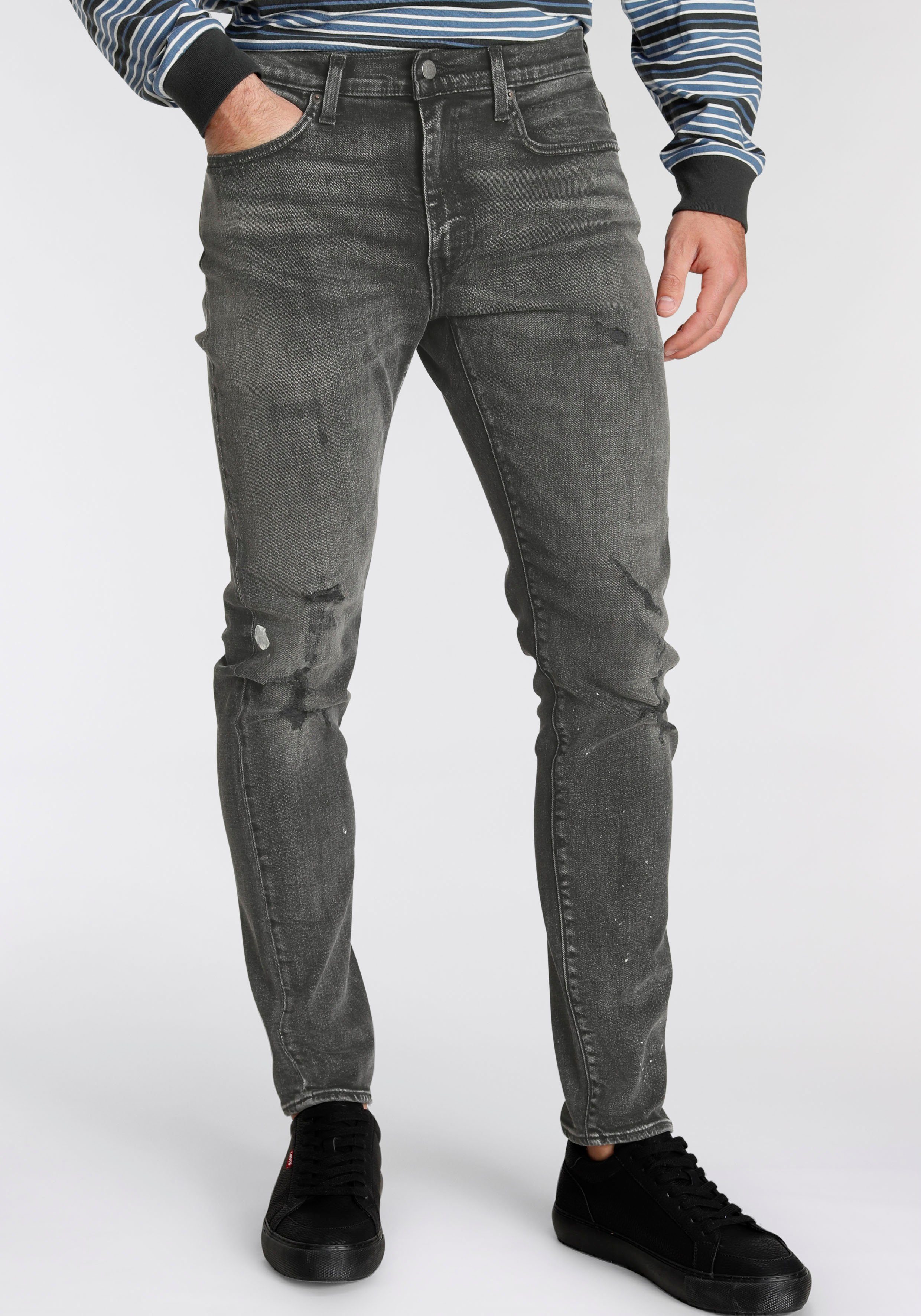 Levi's® Tapered-fit-Jeans 512 Slim Taper Fit BLACK mit DARK Z1750 DESTR Markenlabel
