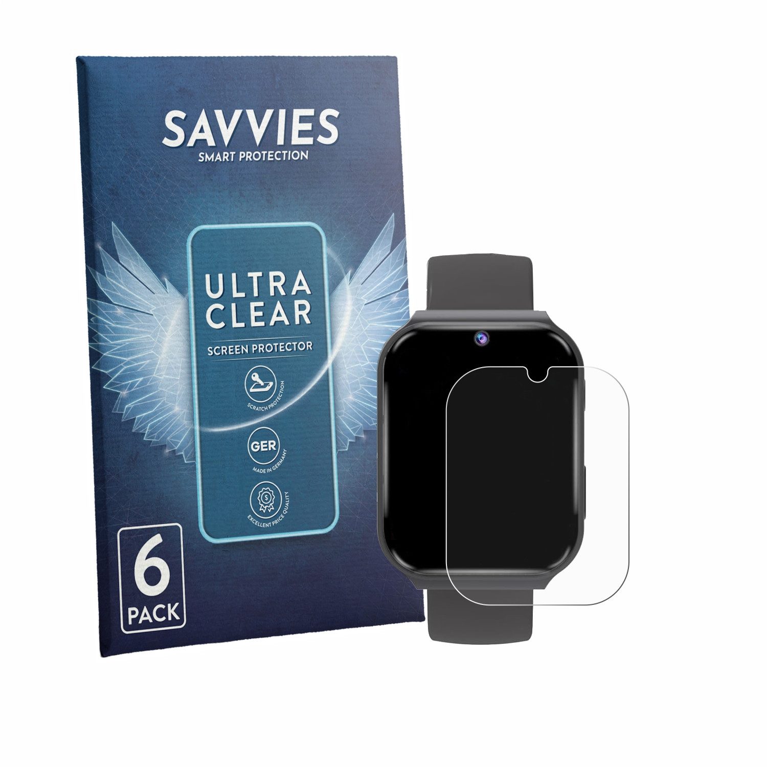 Savvies Displayschutzfolie Schutzfolie für pmstuy Kids Smartwatch 1.83", 6 Stück, Displayschutz Schutz Folie Klar Transparent