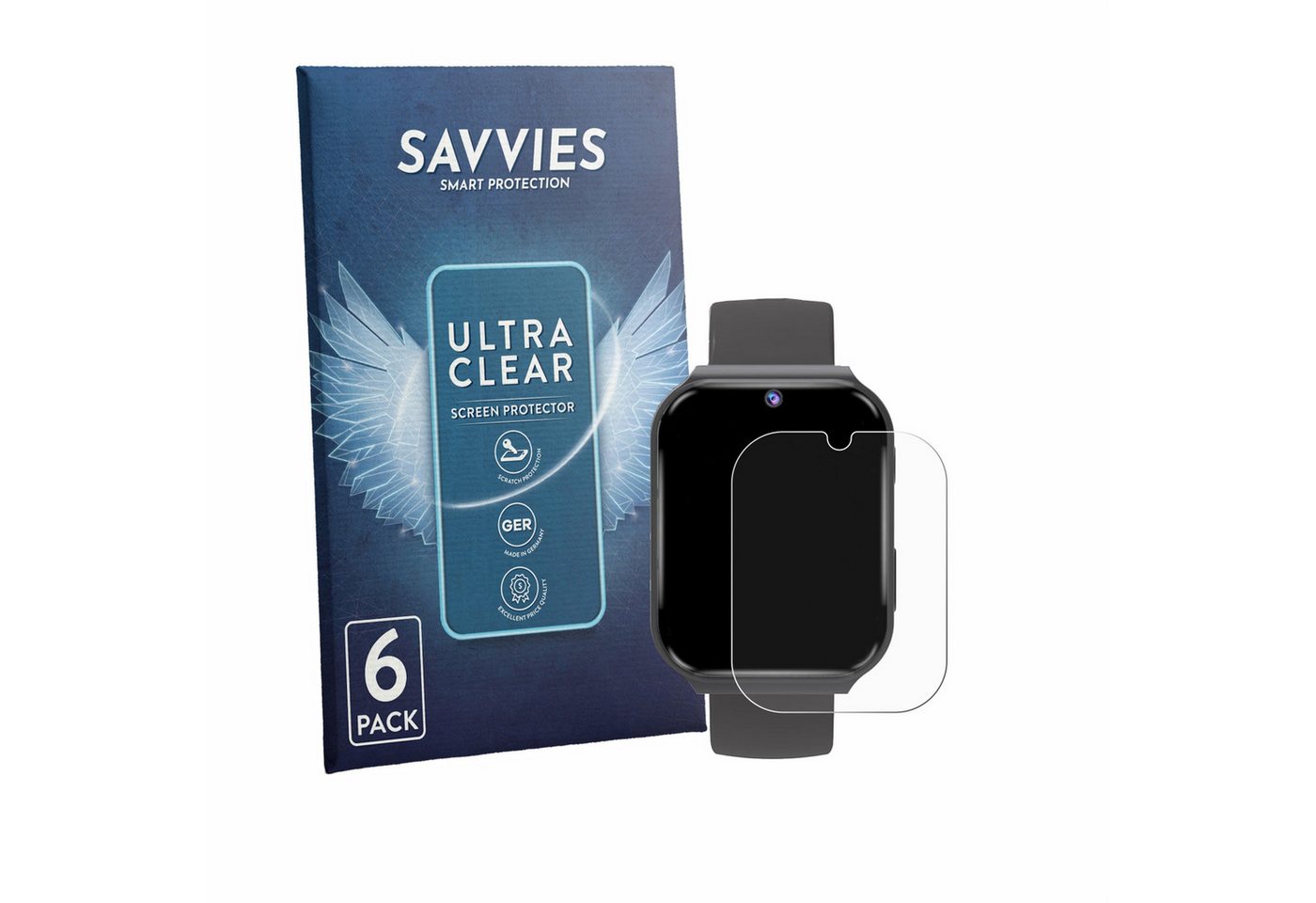 Savvies Displayschutzfolie Schutzfolie für pmstuy Kids Smartwatch 1.83", 6 Stück, Displayschutz Schutz Folie Klar Transparent