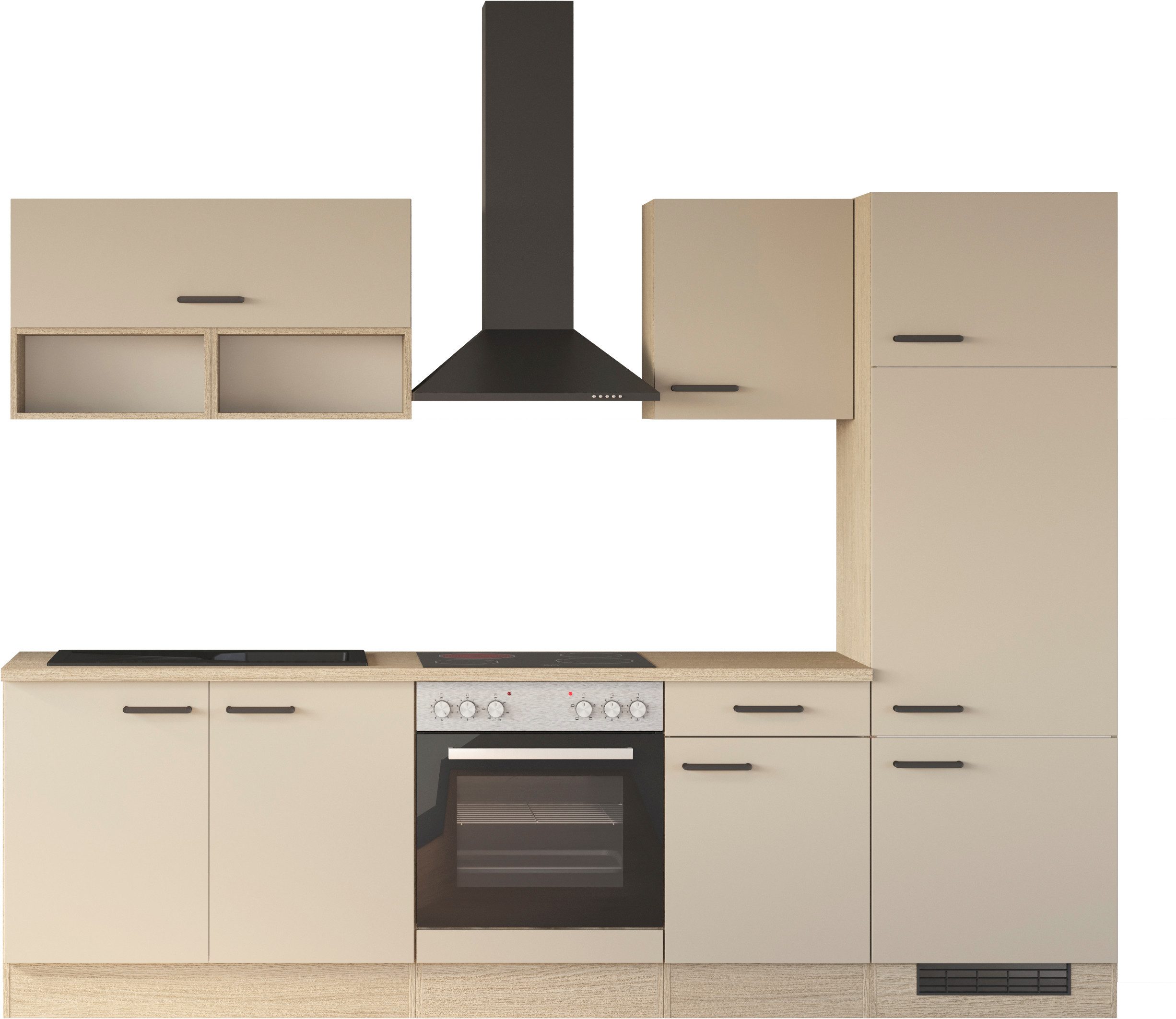 Flex-Well Küche Creso, Breite 270 cm, wahlweise mit E-Geräte und Spüle in Edelstahl und schwarz