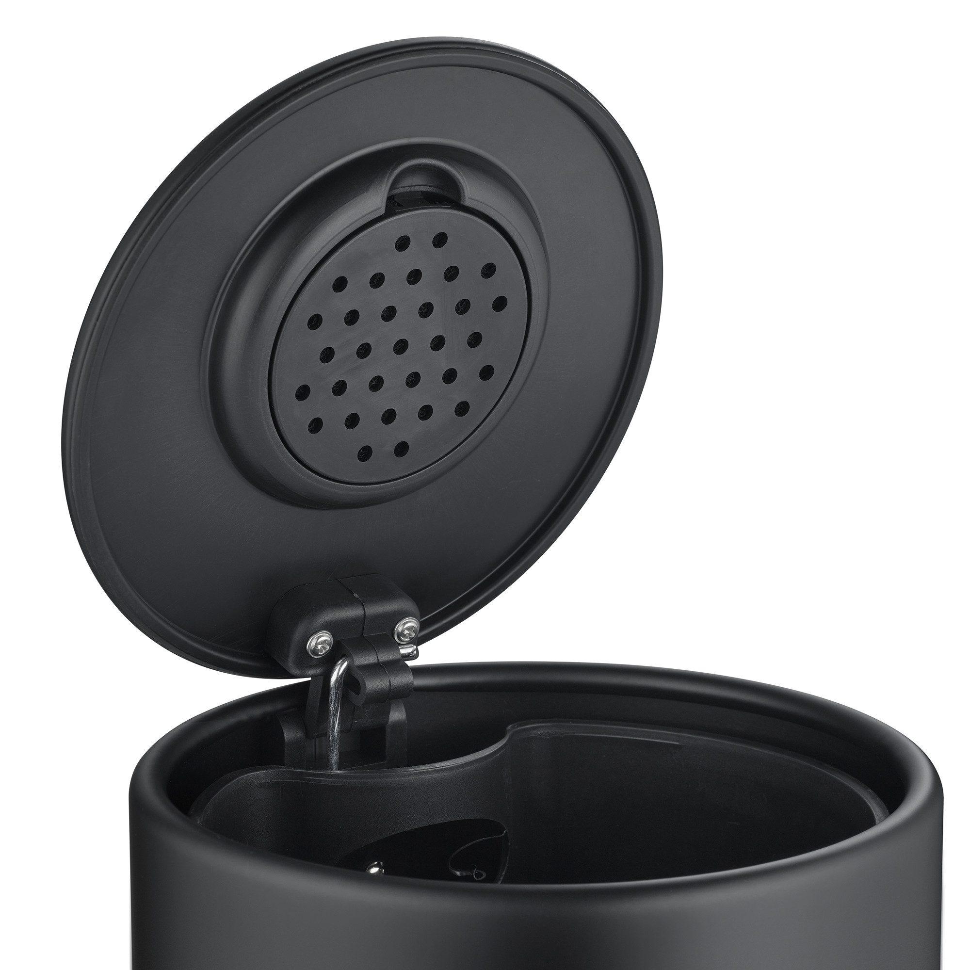 blomus Mülleimer Treteimer -MODO- Abfalleimer, Pedaleimer: moderner Badezimmereimer, 3L Volumen, mit Henkel, Soft-Close System, Kohlefilter, Badezimmer Mülleimer, Badmülleimer