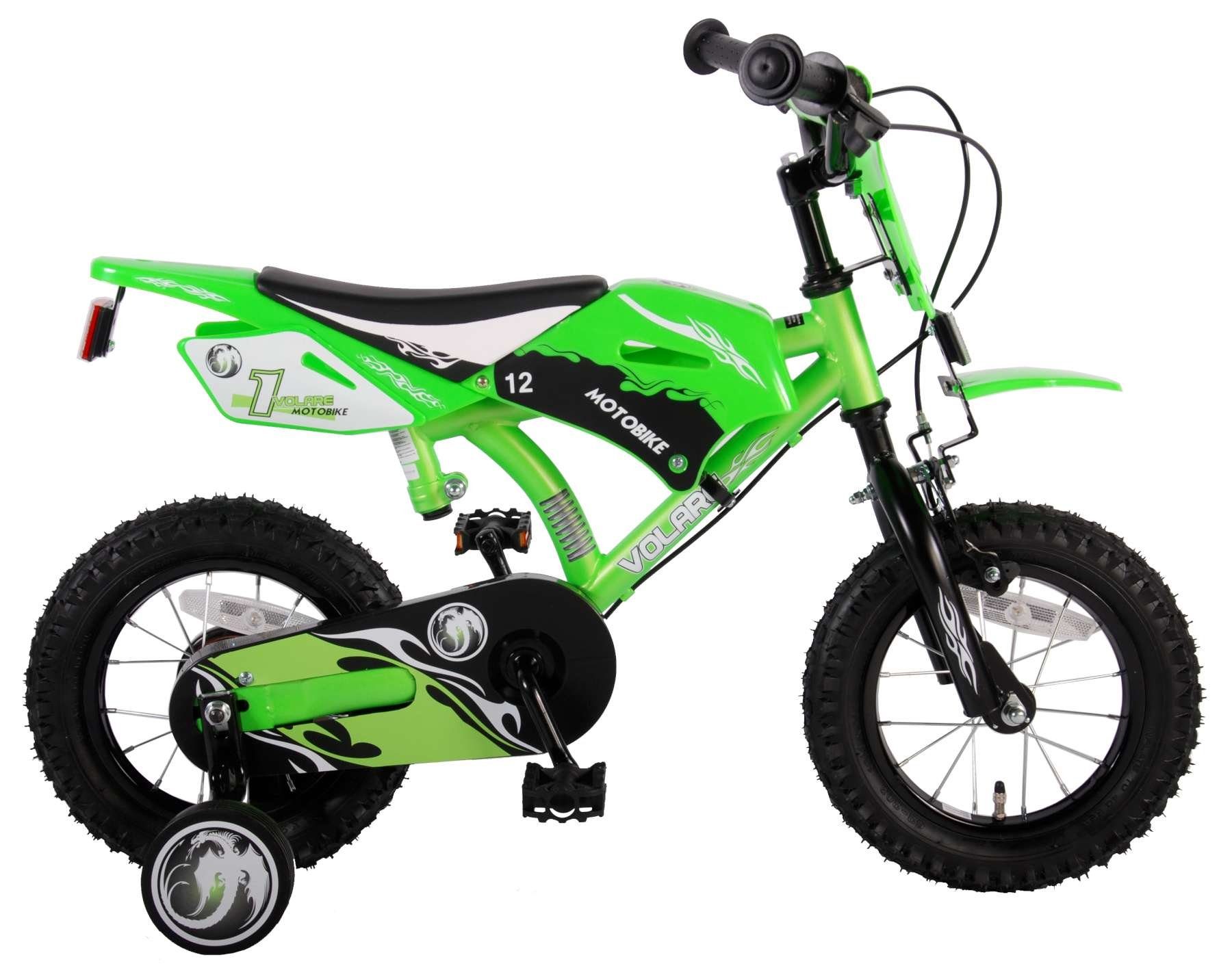 LeNoSa Kinderfahrrad Cross Motorrad Jungen-Mädchen-Fahrrad für Kinder 12 Zoll-Grün & Orange Grün (2x Handbremse)
