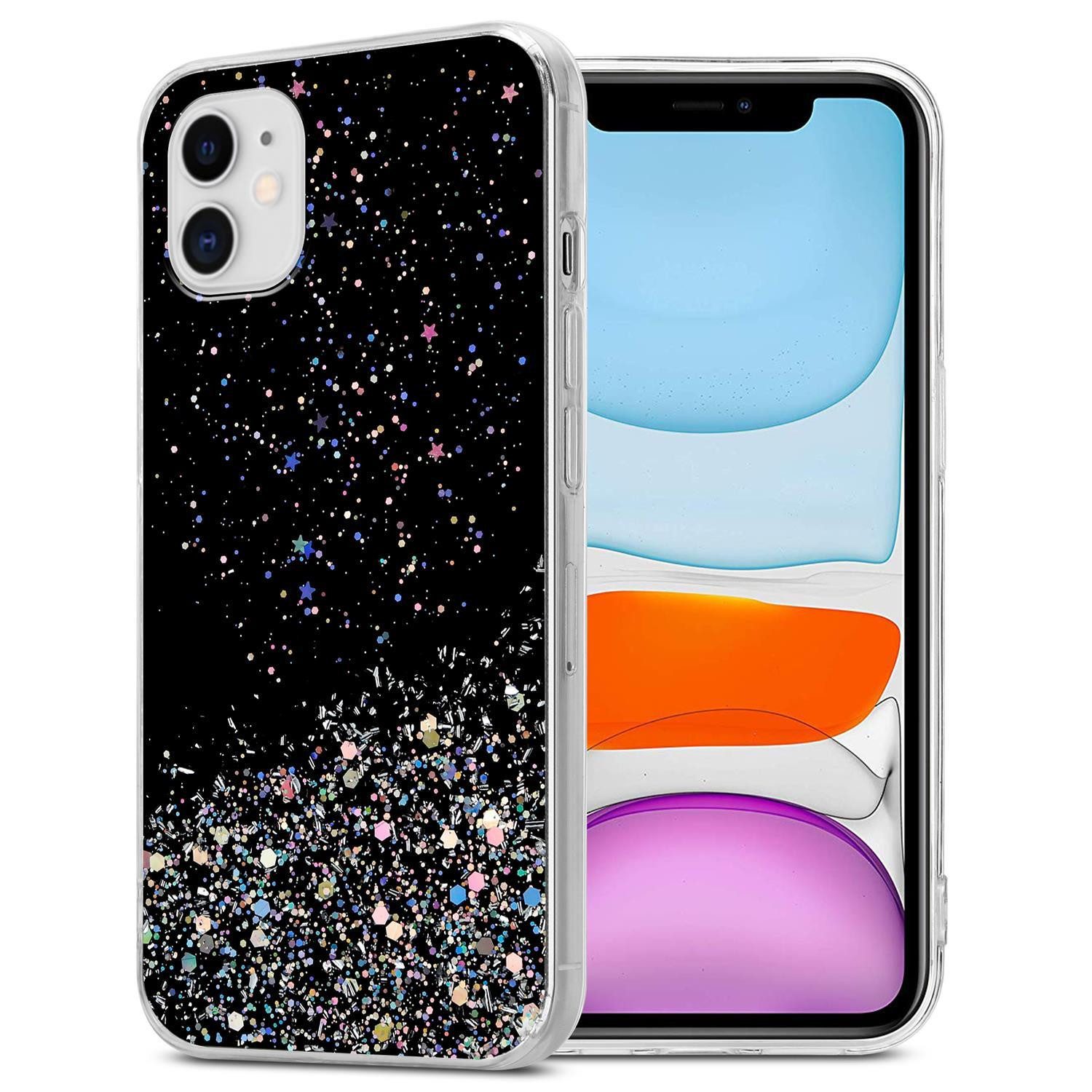 Cadorabo Handyhülle für iPhone 11 PRO MAX Hülle Apple iPhone 11 PRO MAX, Flexible TPU Silikon Handy Schutzhülle - Hülle - mit Glitzer