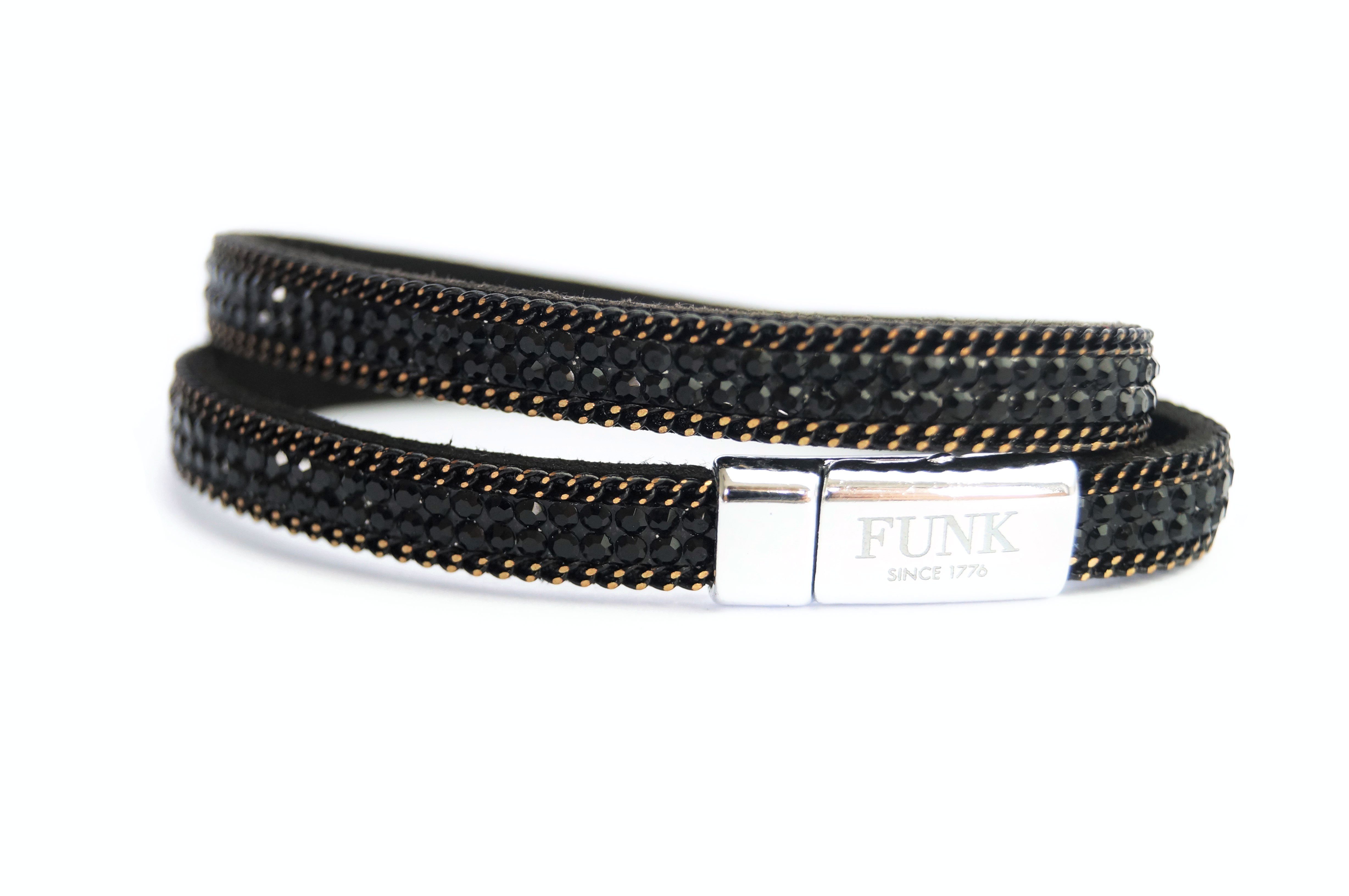 FUNK since 1776 Wickelarmband Black Look Doppel-Wickelarmband, mit Magnetverschluss