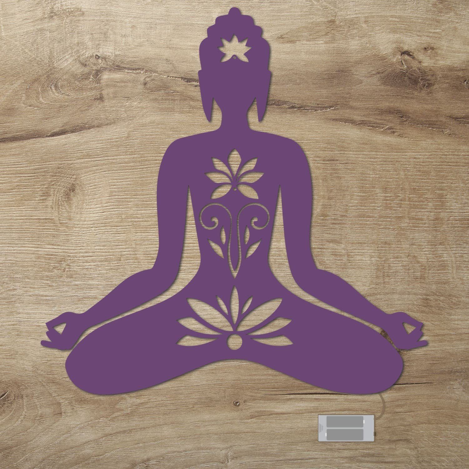 Namofactur LED Dekolicht Yoga Lotus LED Wand Deko Dekoration, Ohne Zugschalter/Stern, LED fest integriert, Warmweiß