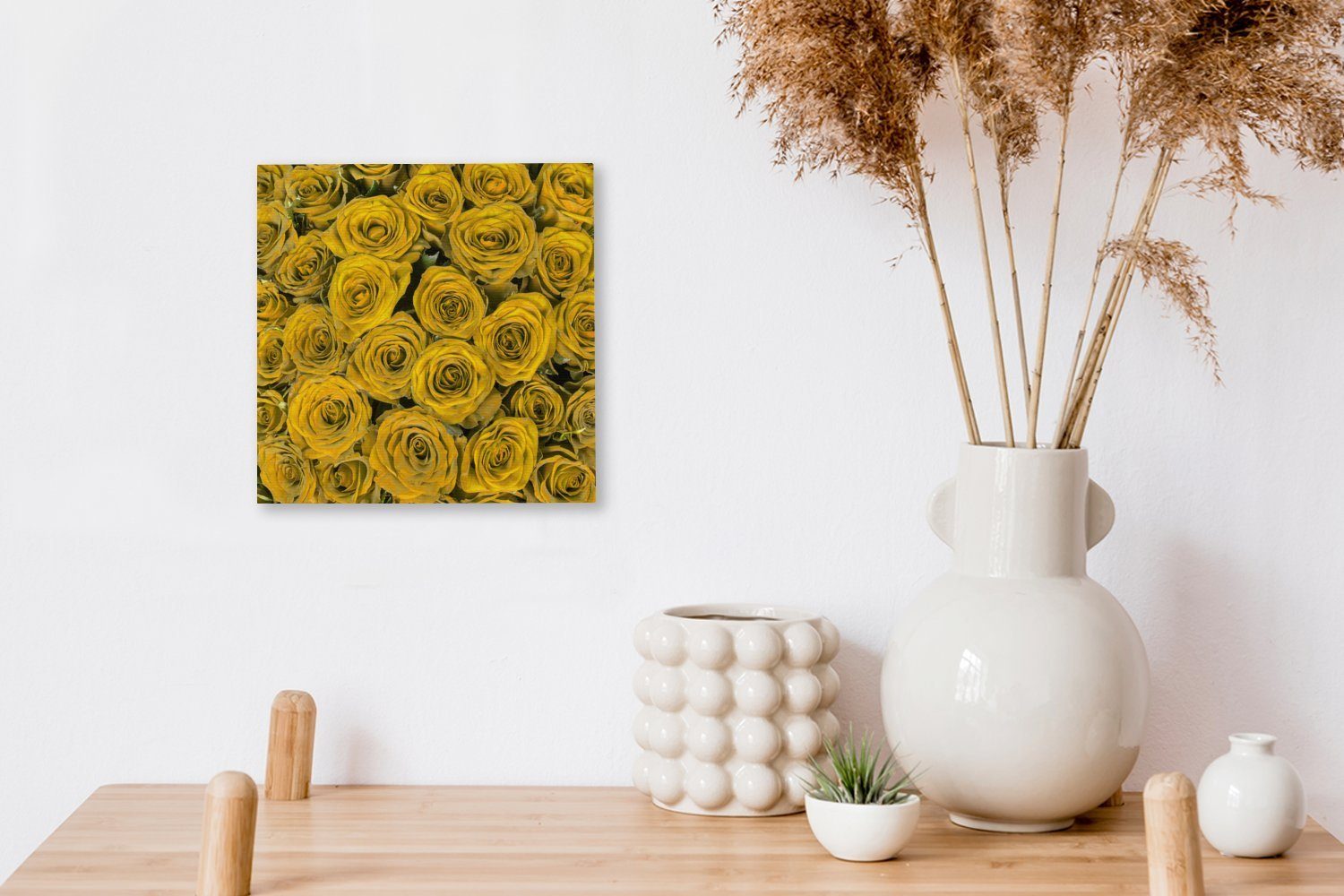 Bilder OneMillionCanvasses® Leinwandbild St), Blumenstrauß, (1 für Schlafzimmer - Rosen Leinwand Wohnzimmer - Gelb