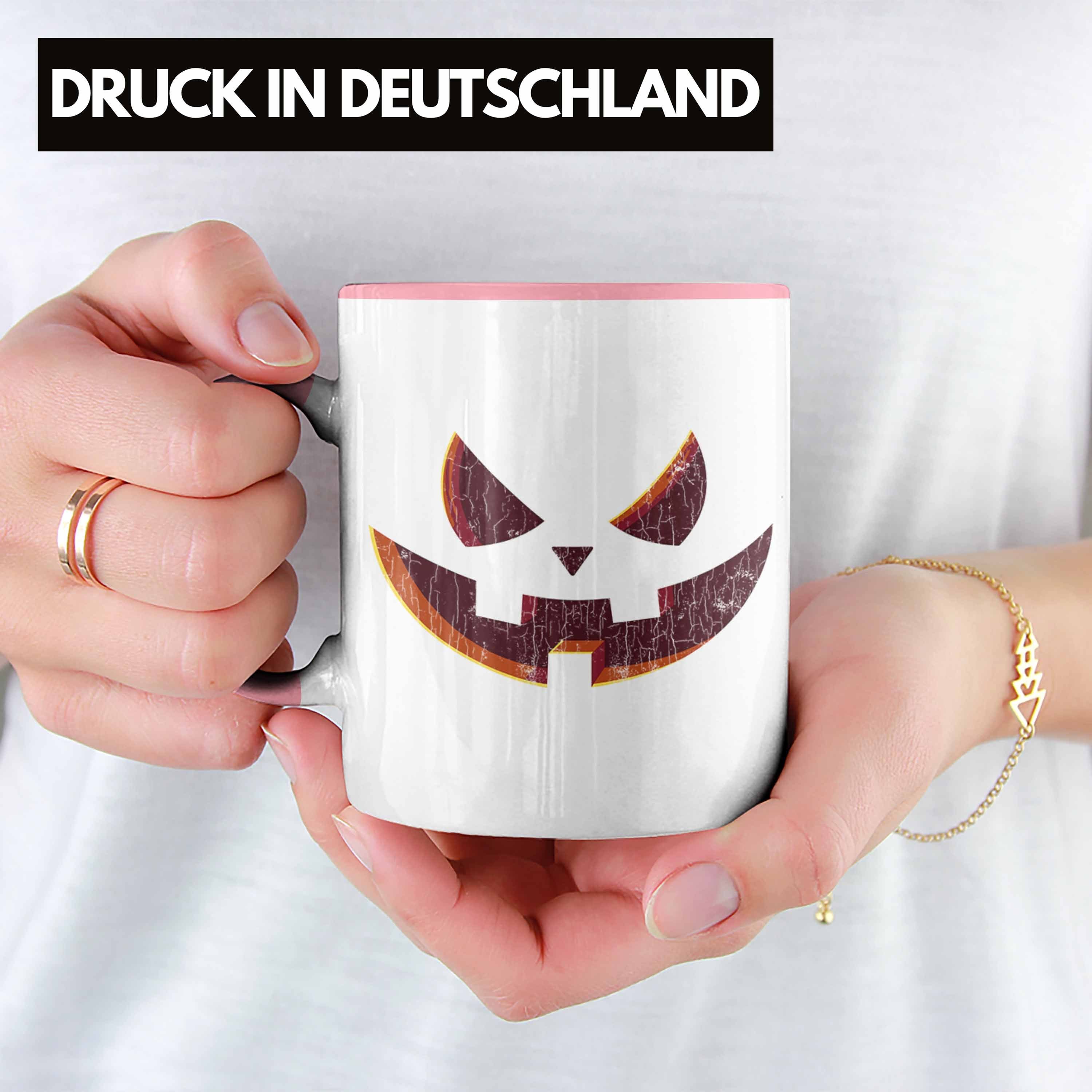 Rosa Becher Kürbis Gesicht Kürbis Tasse Dekoration Tasse Trendation Halloween