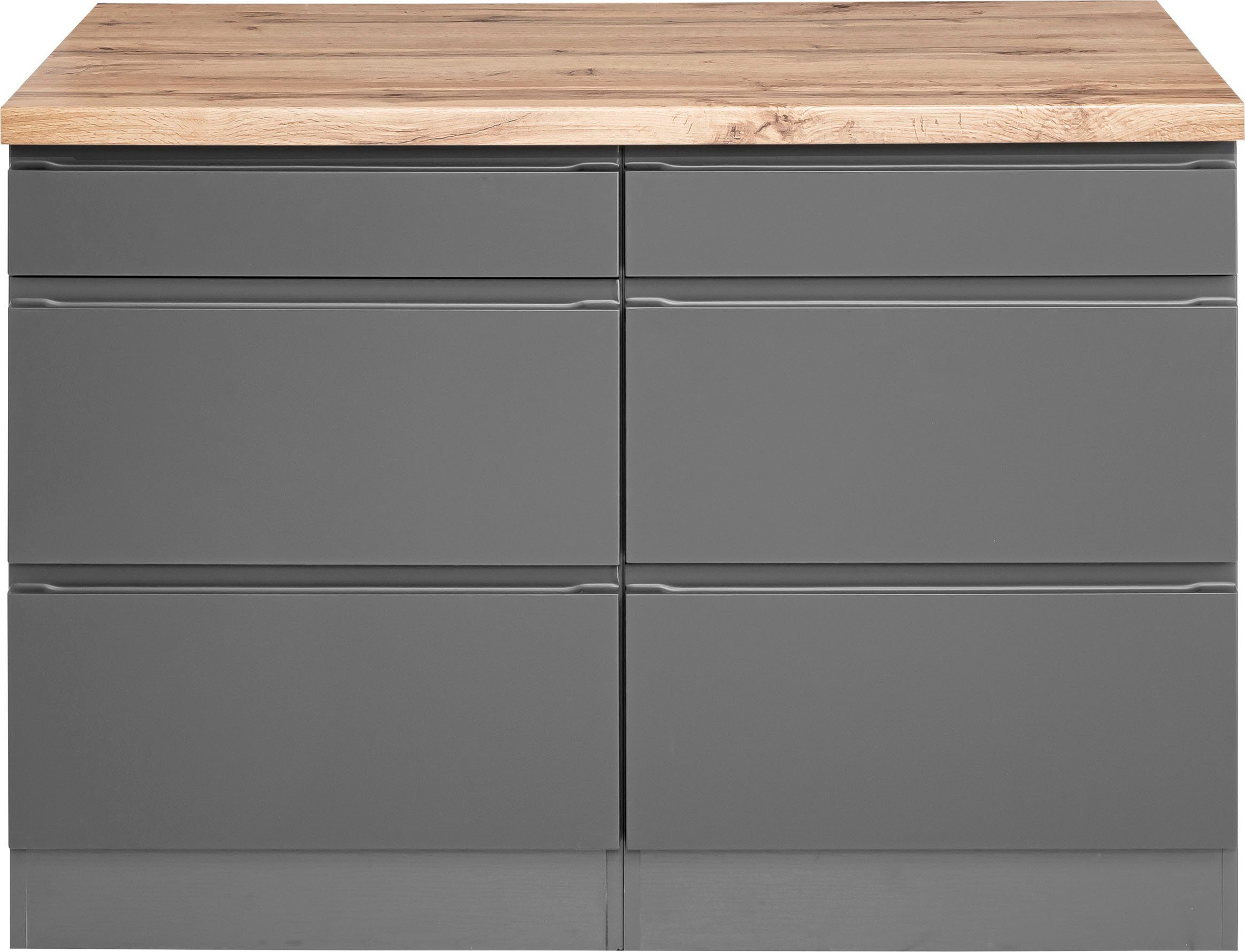 KOCHSTATION Unterschrank KS-Bruneck >>Bruneck<< 120 cm breit, für viel Stauraum, hochwertige MDF-Fronten