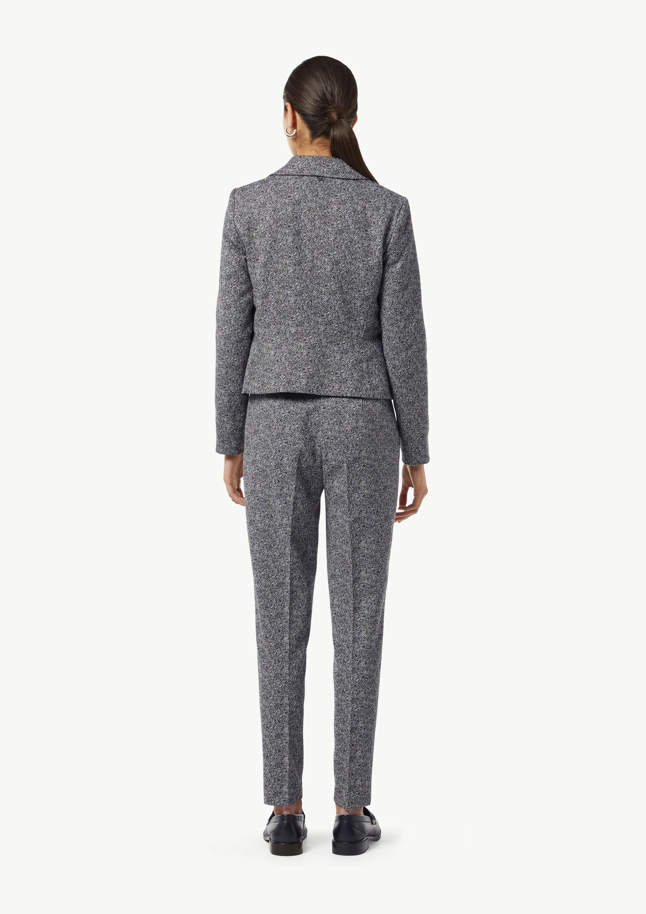 comma Jackenblazer Indoor-Blazer Taillierter Jacquard-Blazer mit Fischgrat-Muster