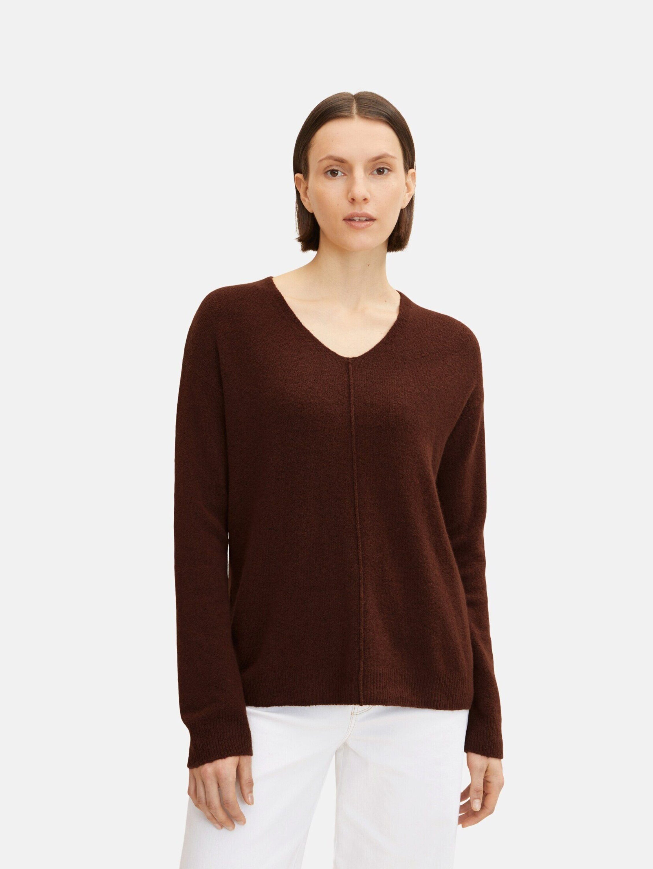 Strickpullover brown TAILOR melange grounded TOM (1-tlg) Plain/ohne Details