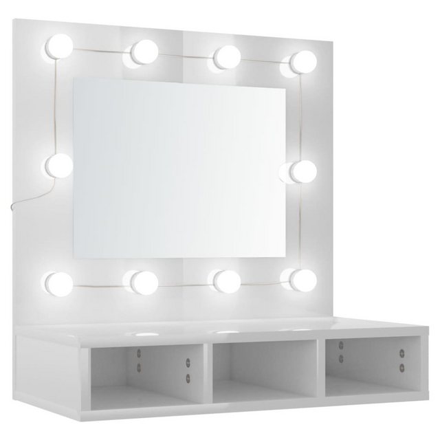 vidaXL Badezimmerspiegelschrank Spiegelschrank mit LED Hochglanz-Weiß 60×31,5×62 cm