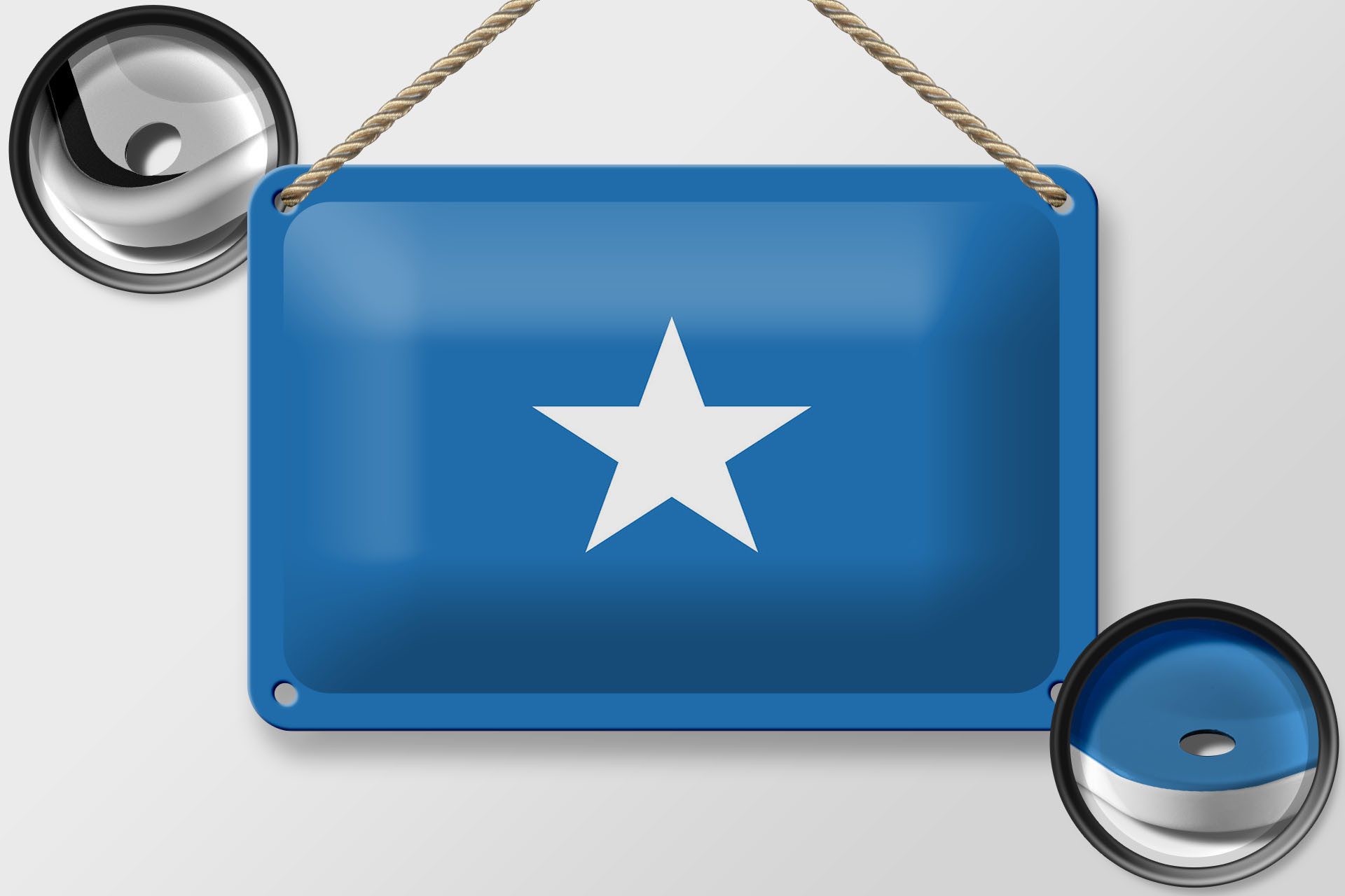 Femer GmbH Metallschild Flagge Somalias 18x12cm Flag of Somalia, (1 St), gewölbte Oberfläche, abgerundete Ecken, umgeschlagene Kanten