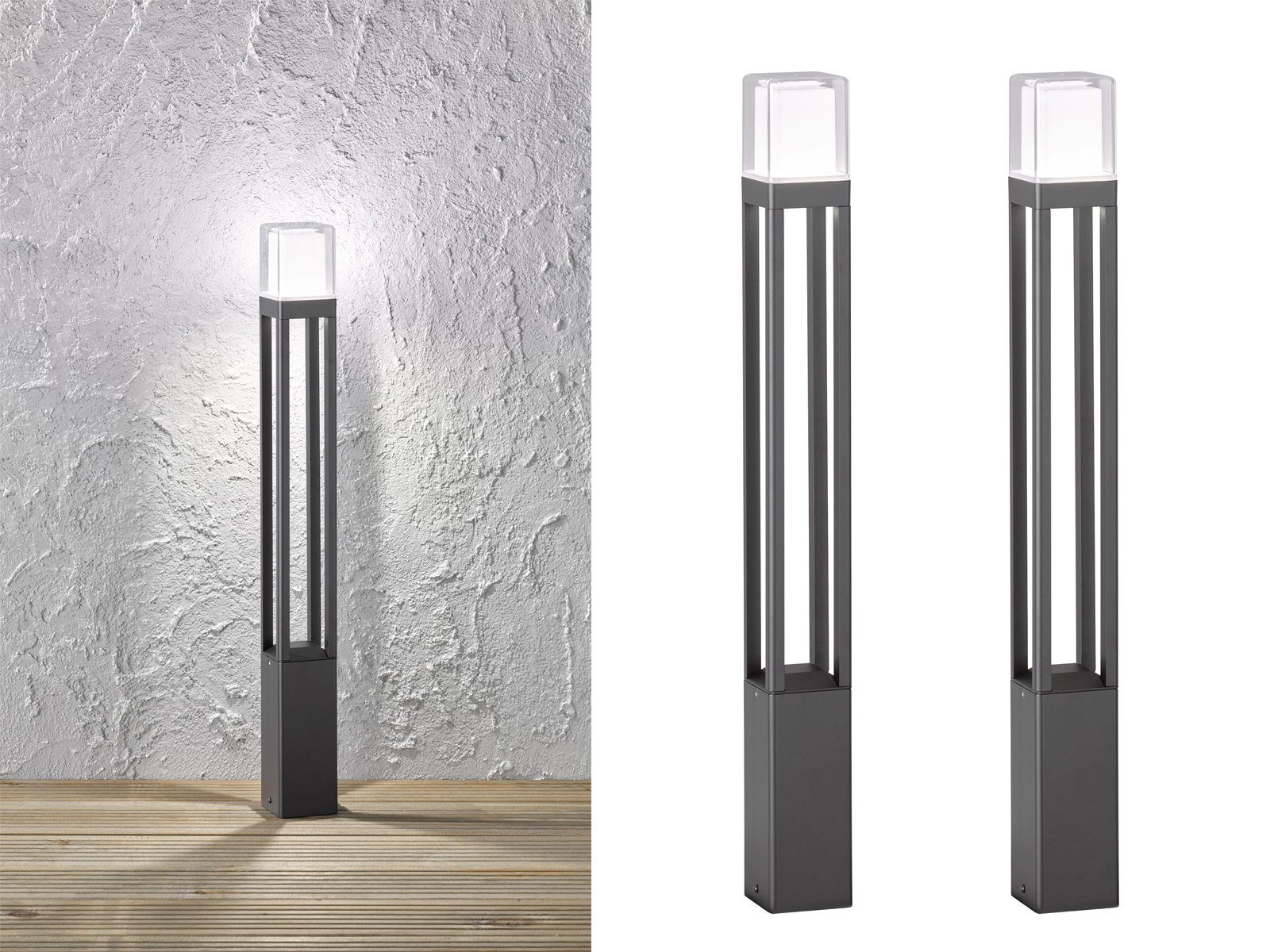 meineWunschleuchte LED Pollerleuchte, 2er Set Wegbeleuchtung Garten